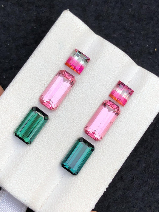 7 ct pink green & bi colour tourmaline pairs