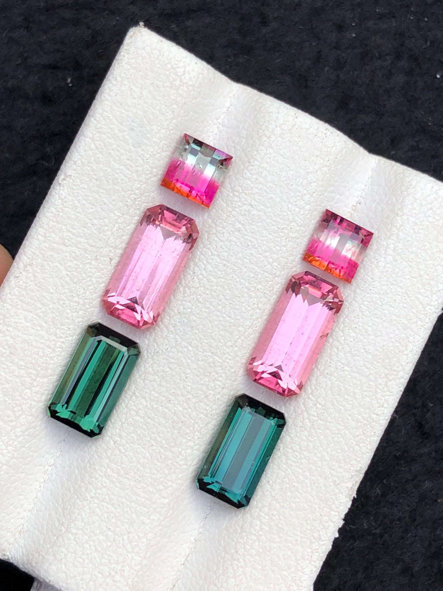 7 ct pink green & bi colour tourmaline pairs