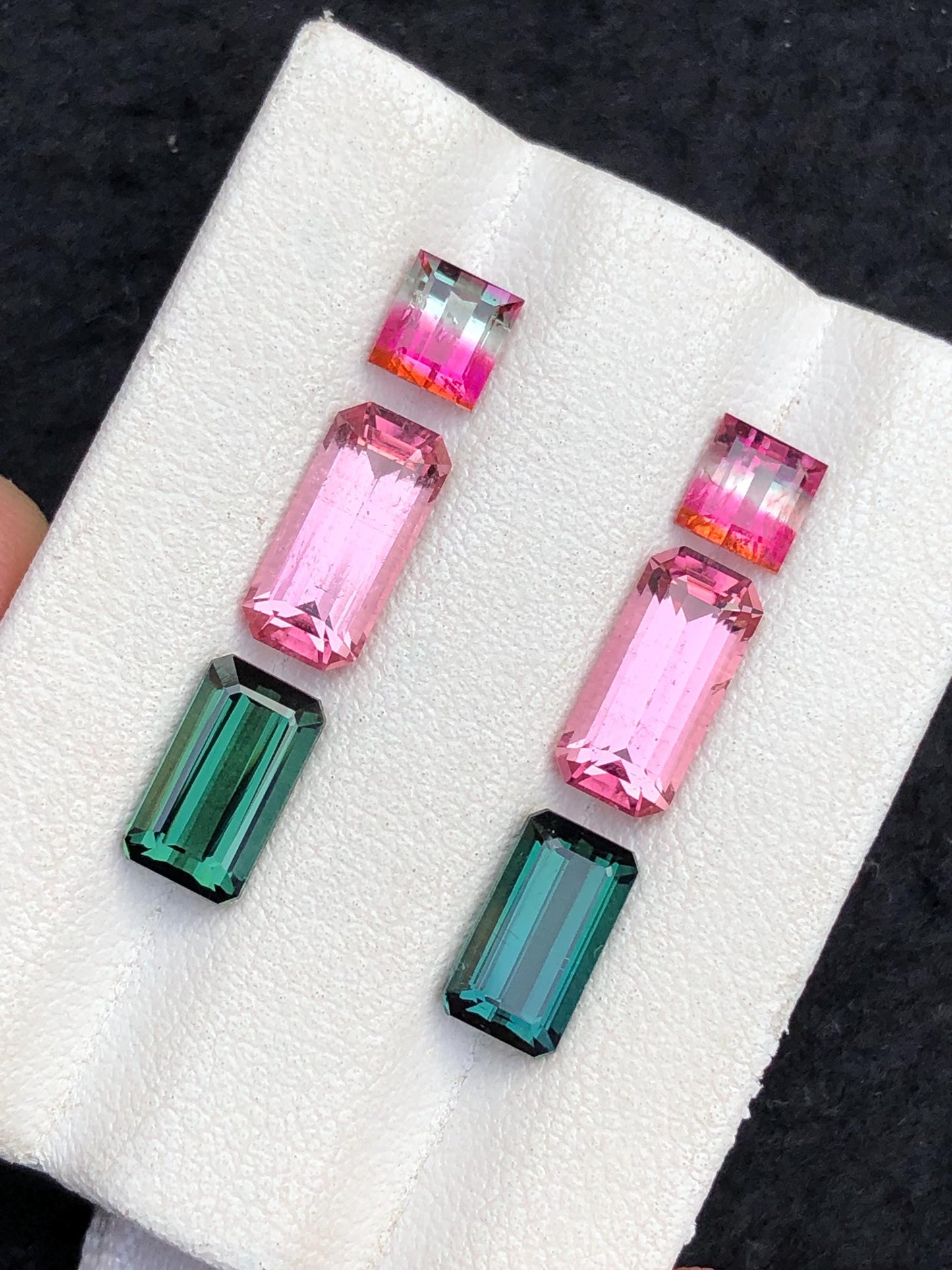 7 ct pink green & bi colour tourmaline pairs