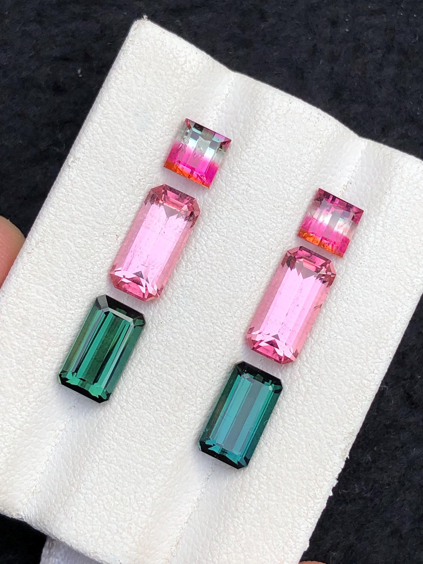 7 ct pink green & bi colour tourmaline pairs