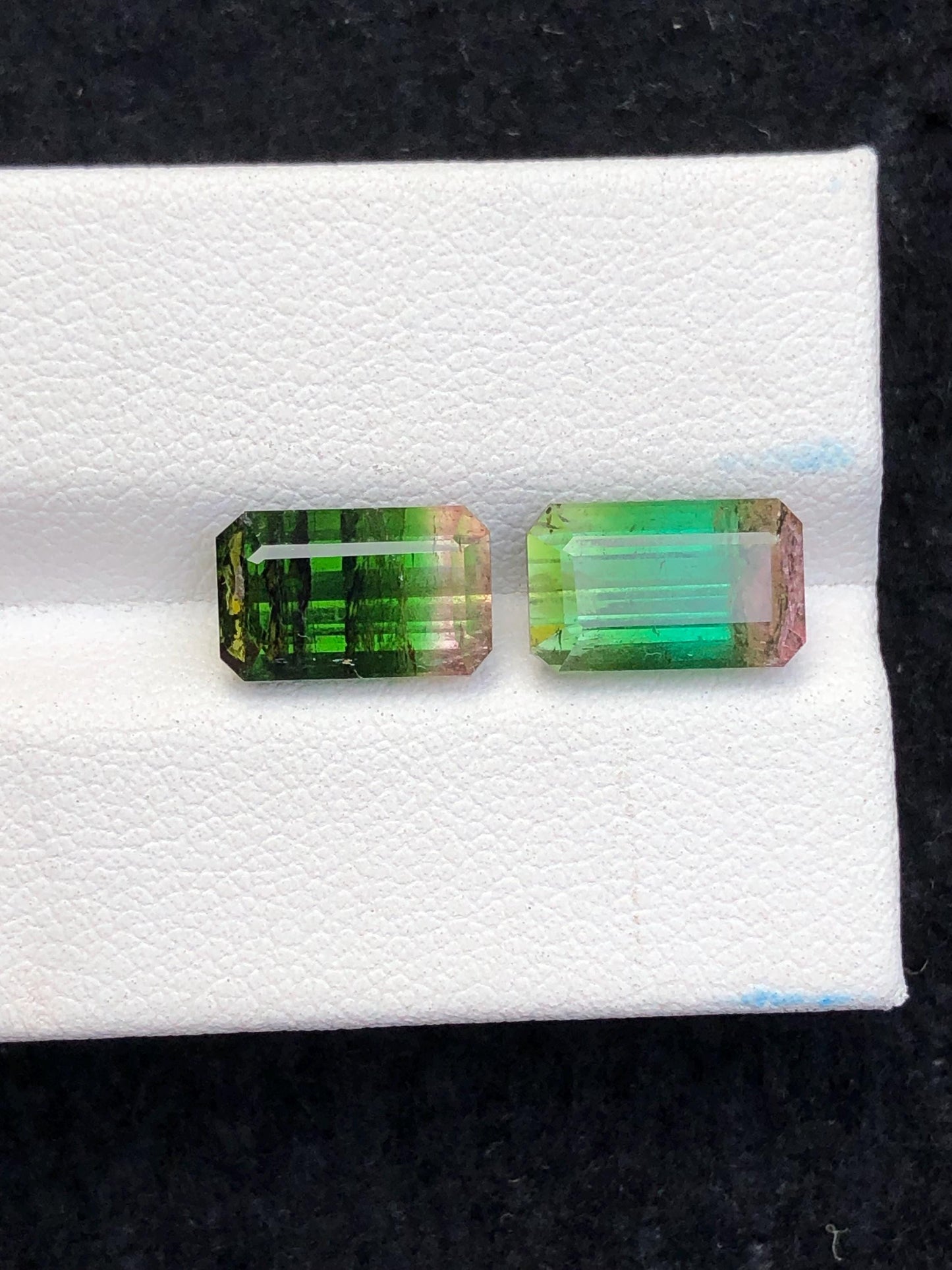 7 ct bi colour tourmalines faceted 10.2mm long each