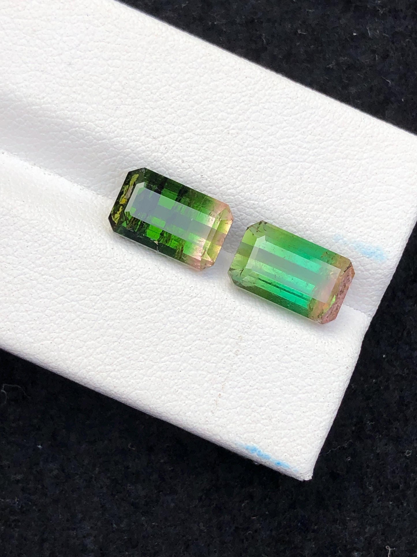 7 ct bi colour tourmalines faceted 10.2mm long each