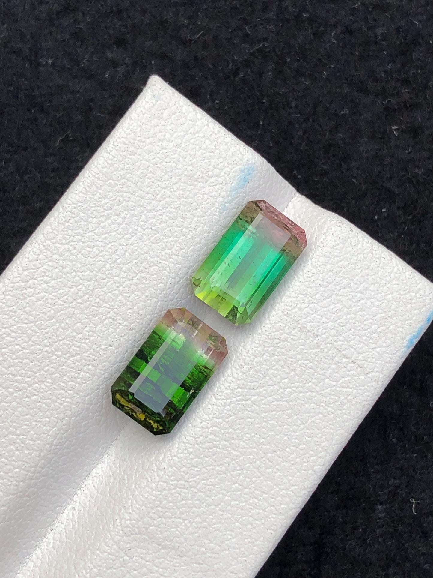 7 ct bi colour tourmalines faceted 10.2mm long each