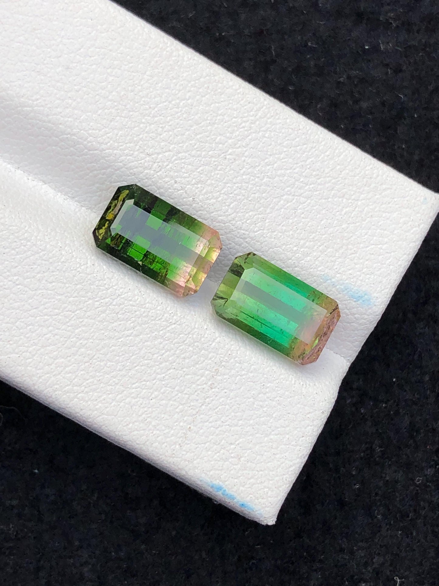 7 ct bi colour tourmalines faceted 10.2mm long each