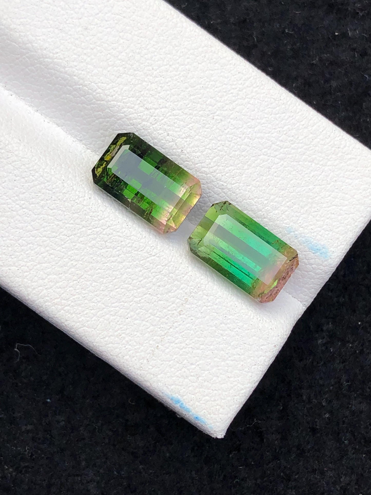 7 ct bi colour tourmalines faceted 10.2mm long each