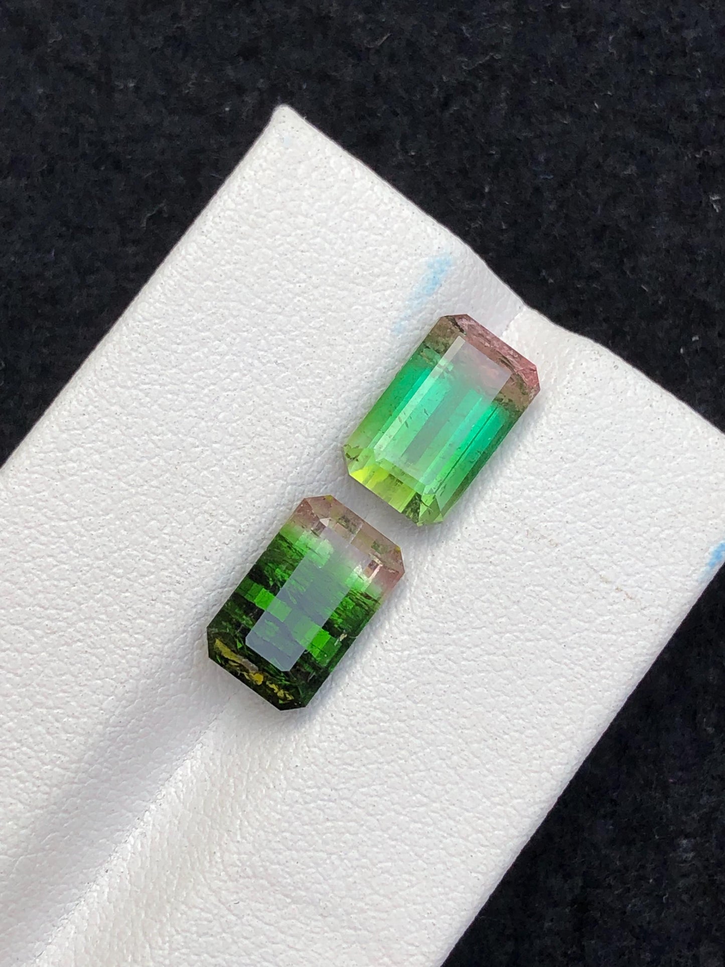 7 ct bi colour tourmalines faceted 10.2mm long each