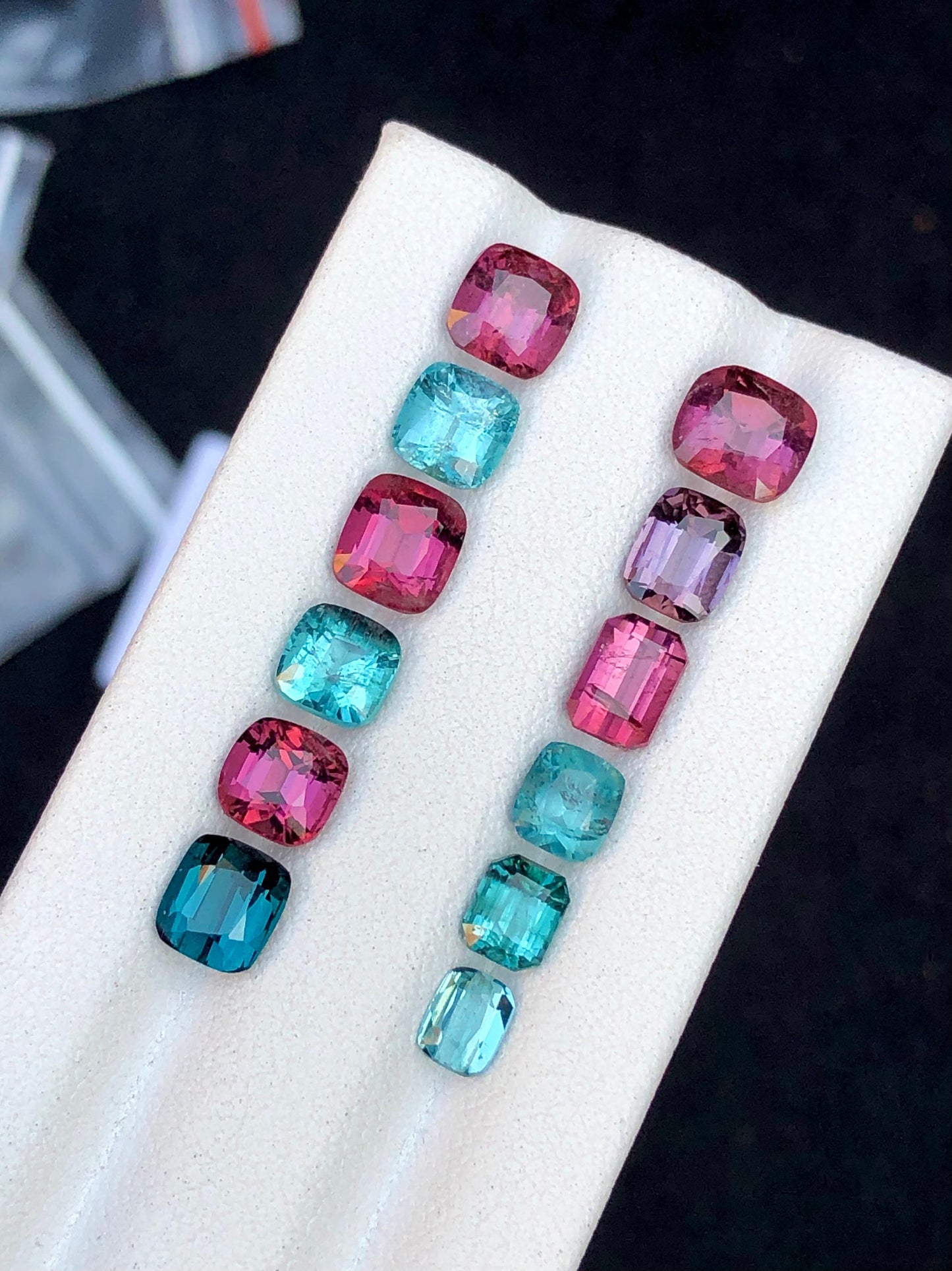 Blue and hot pink tourmaline lot 12 carats