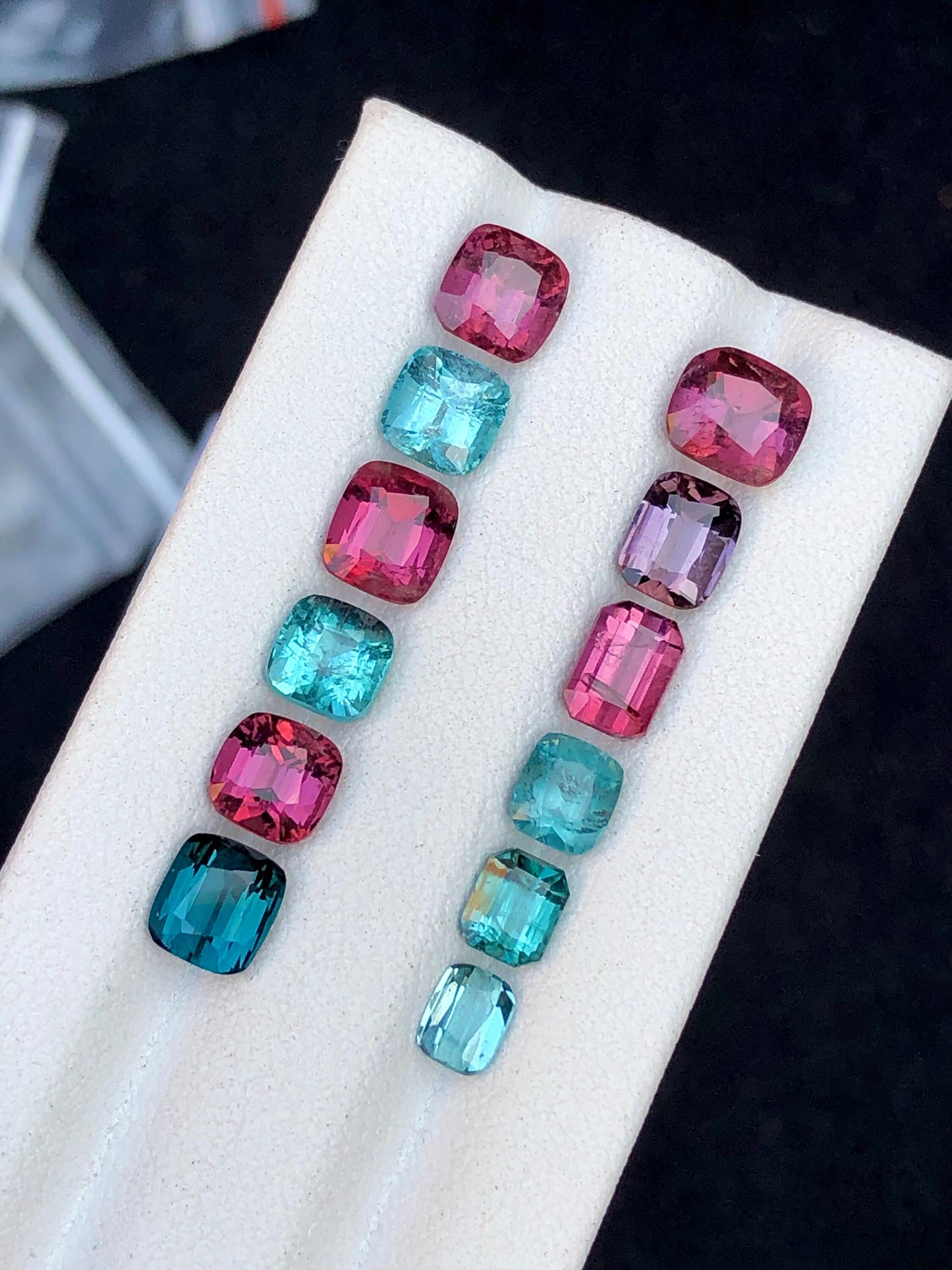 Blue and hot pink tourmaline lot 12 carats