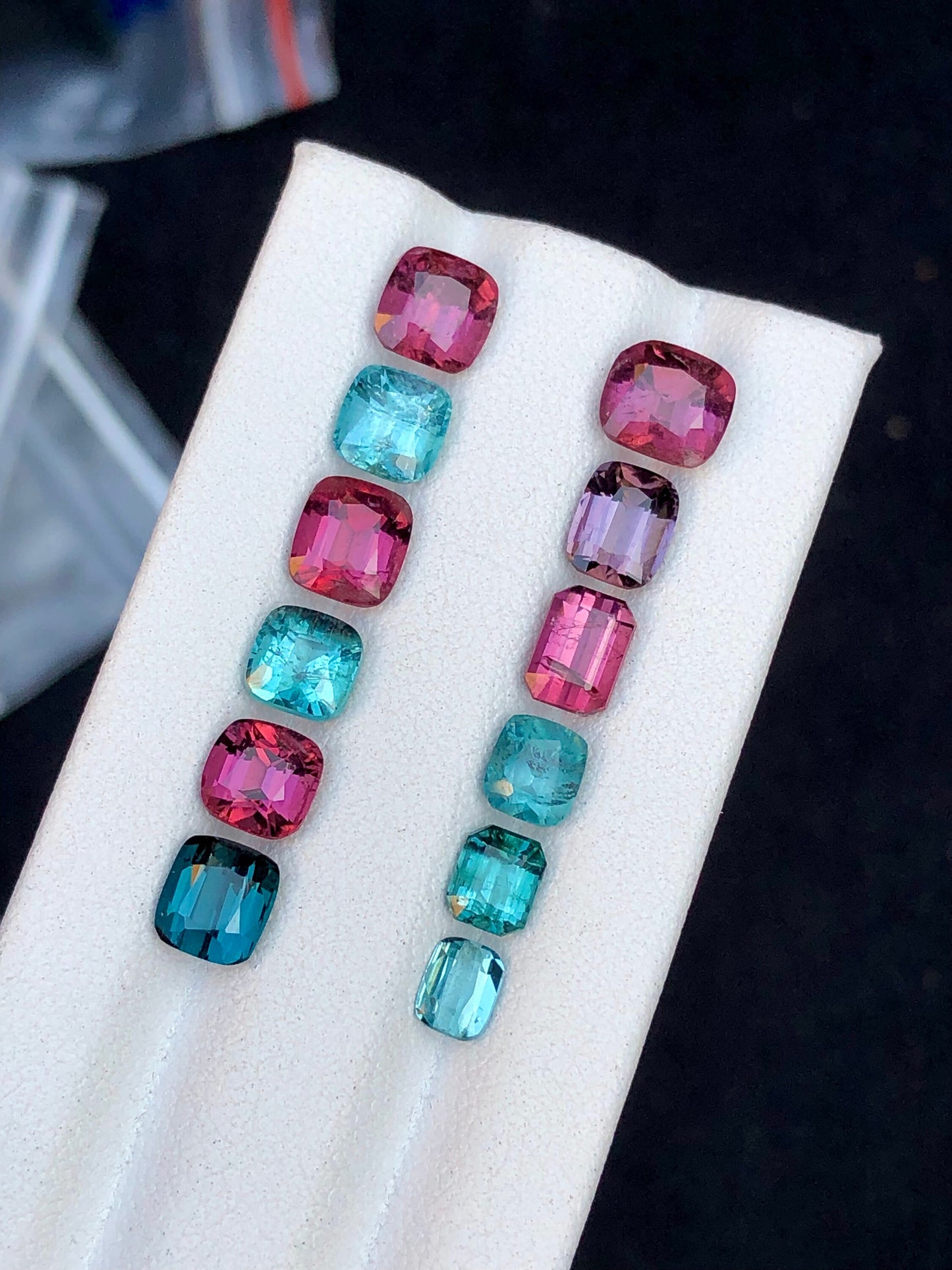 Blue and hot pink tourmaline lot 12 carats