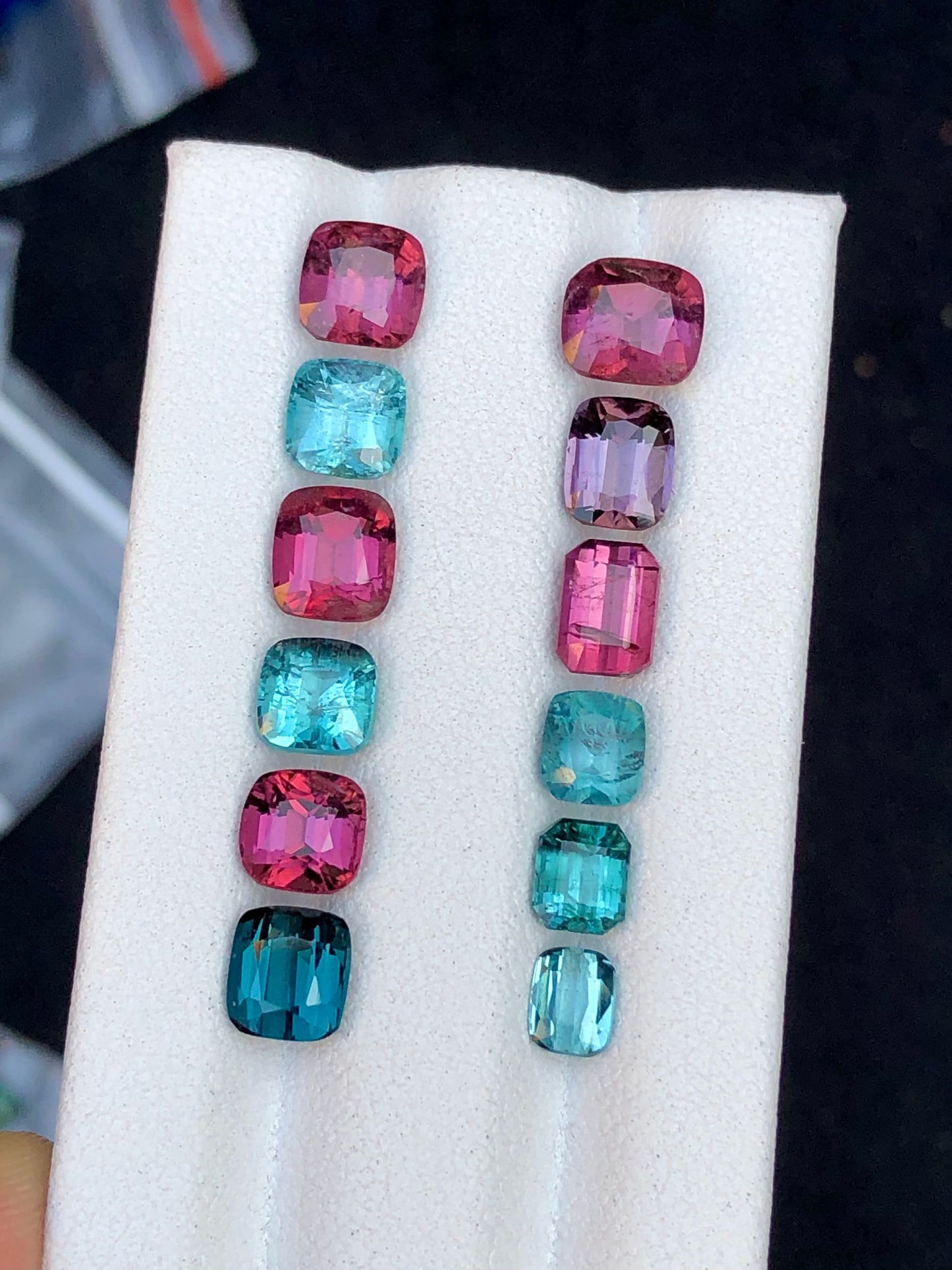 Blue and hot pink tourmaline lot 12 carats