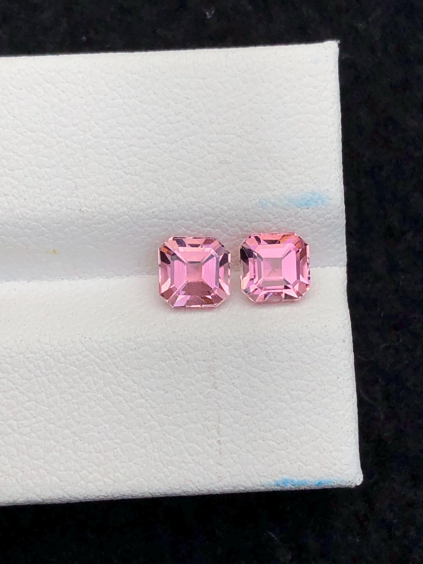 1.70 ct pink tourmaline pair faceted 5*5*4mm each stone