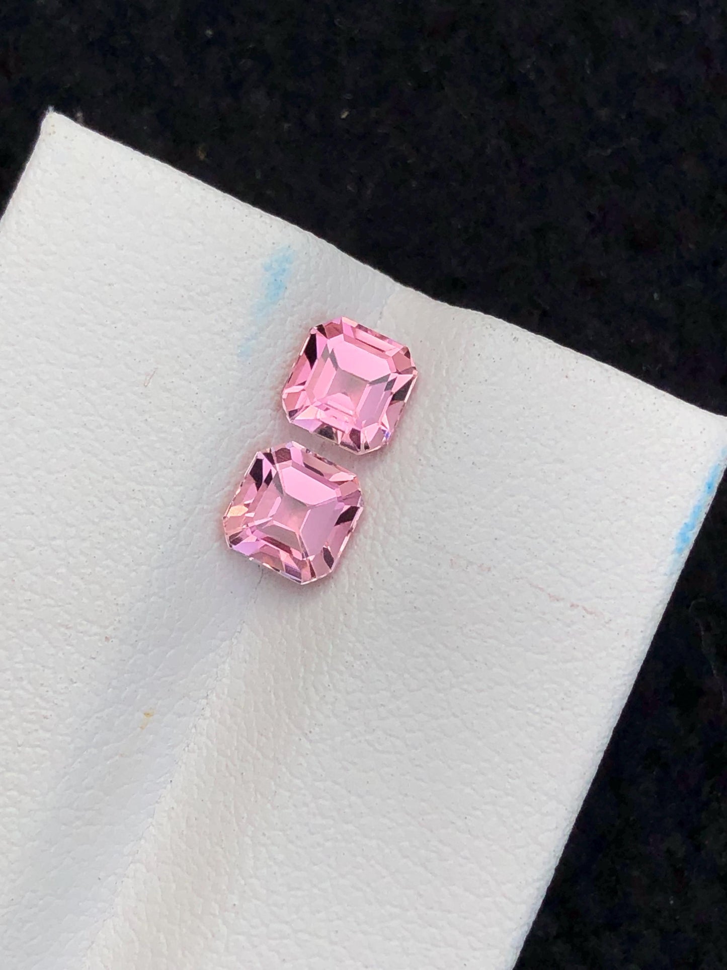 1.70 ct pink tourmaline pair faceted 5*5*4mm each stone