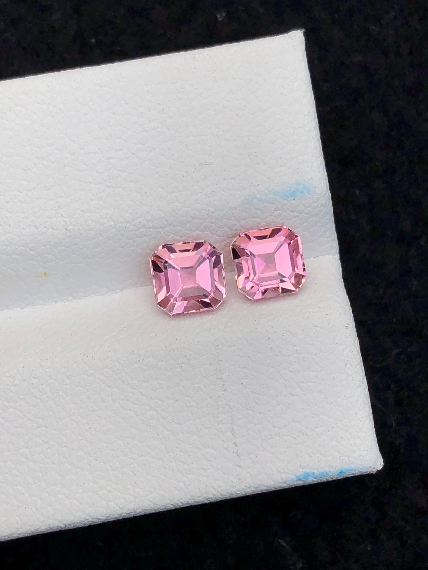 1.70 ct pink tourmaline pair faceted 5*5*4mm each stone