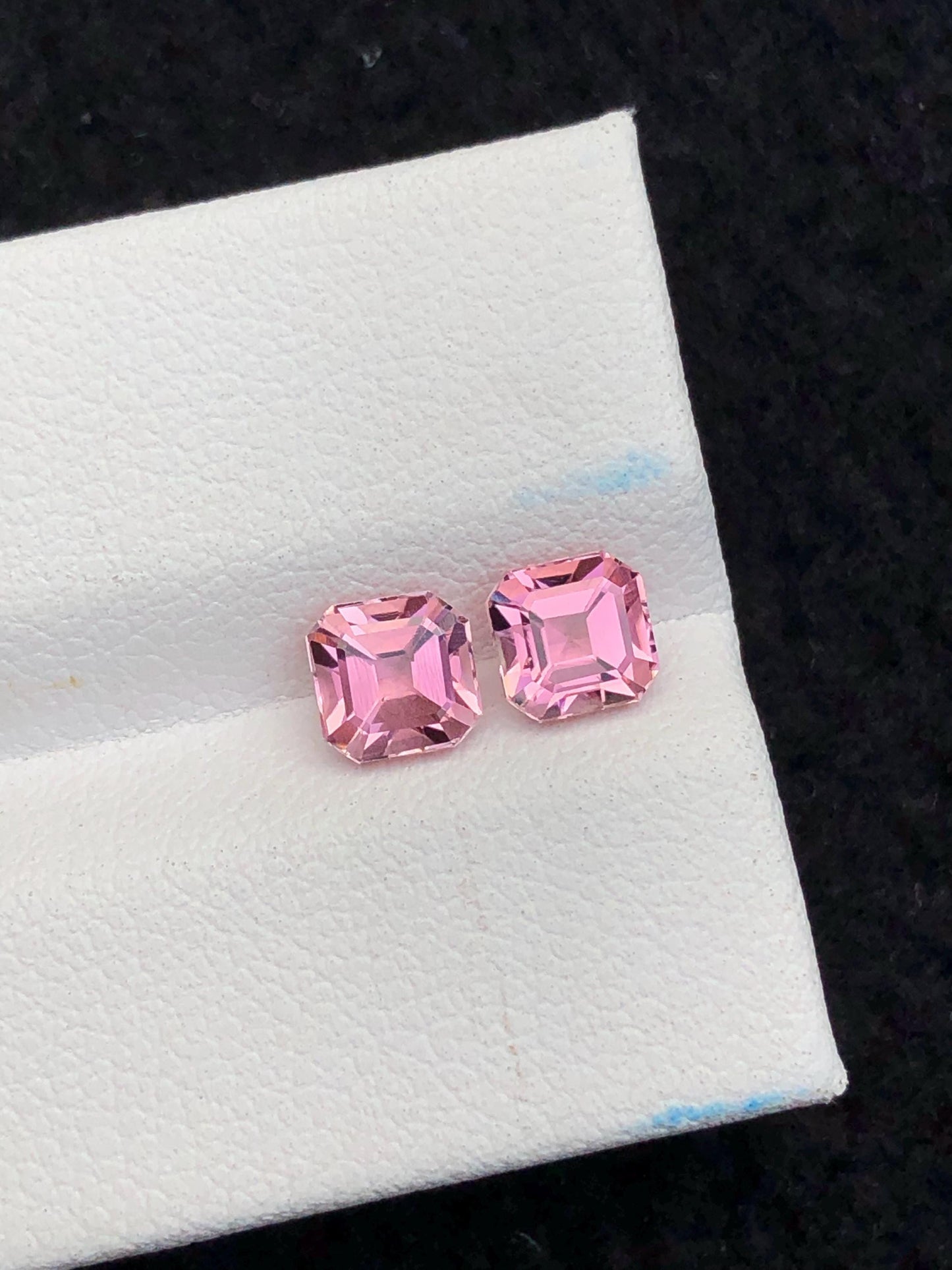 1.70 ct pink tourmaline pair faceted 5*5*4mm each stone