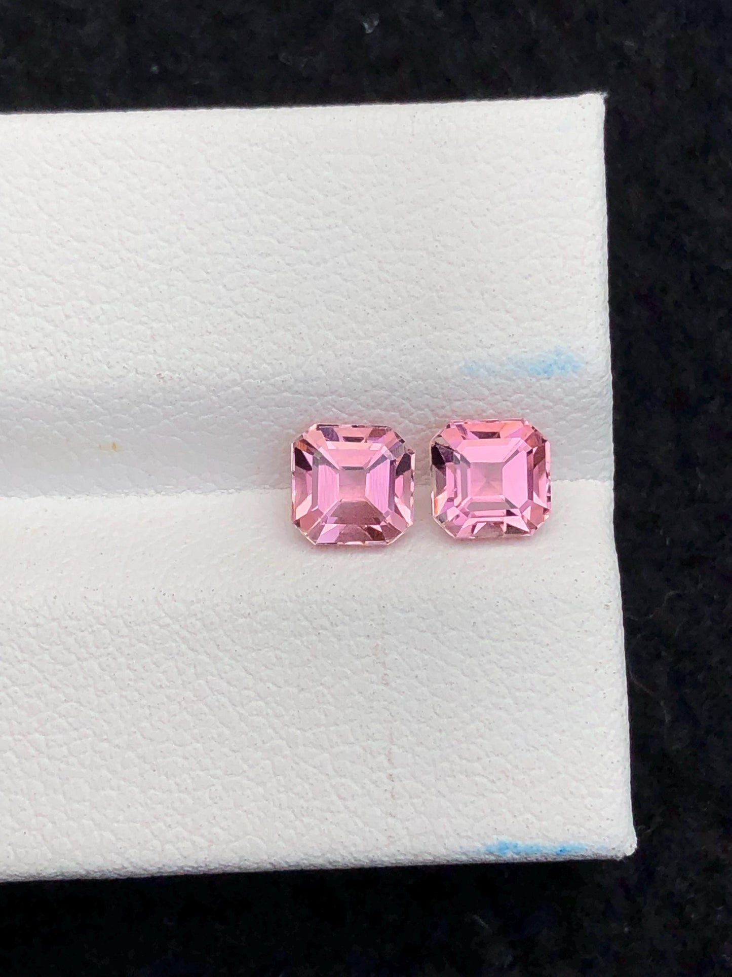 1.70 ct pink tourmaline pair faceted 5*5*4mm each stone