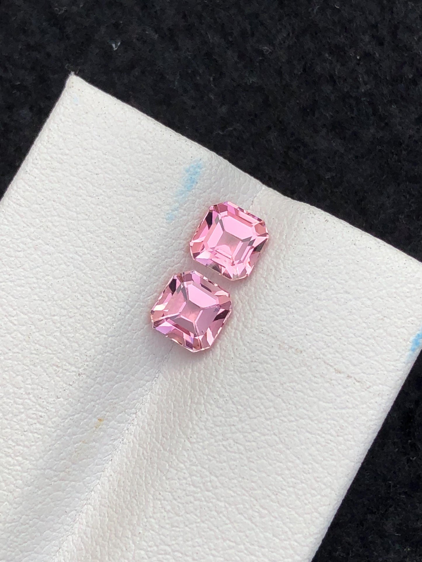 1.70 ct pink tourmaline pair faceted 5*5*4mm each stone