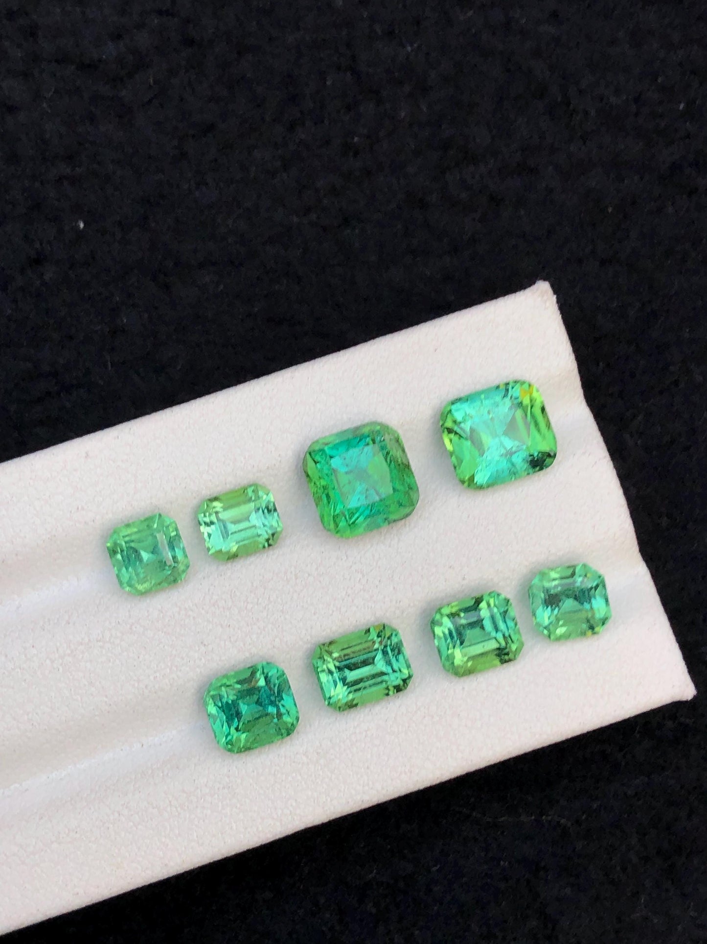 11.55 ct bluish green tourmalines faceted 5*5*5mm to 8*7*5mm