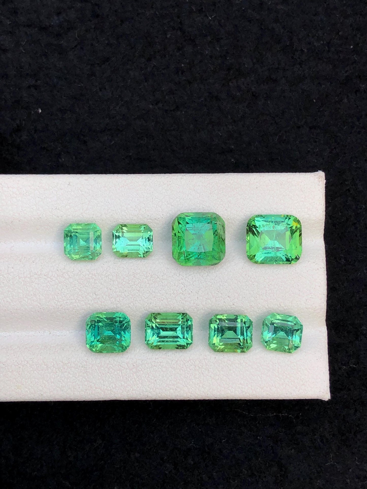 11.55 ct bluish green tourmalines faceted 5*5*5mm to 8*7*5mm