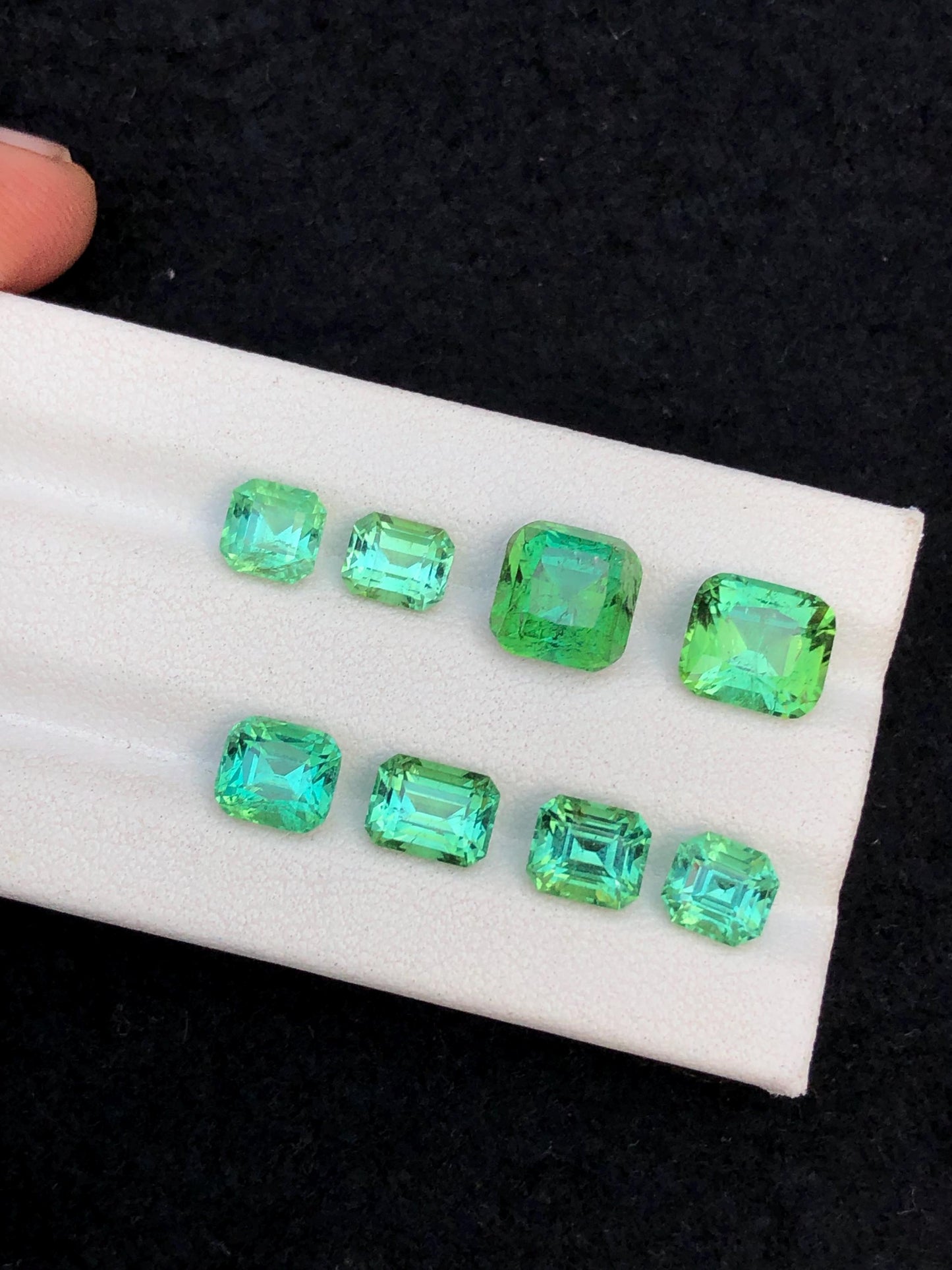 11.55 ct bluish green tourmalines faceted 5*5*5mm to 8*7*5mm