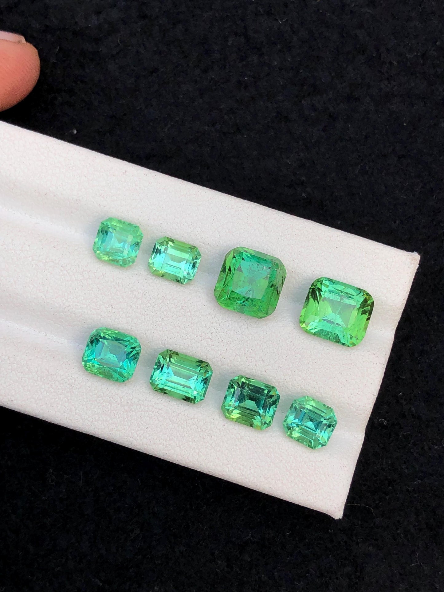 11.55 ct bluish green tourmalines faceted 5*5*5mm to 8*7*5mm