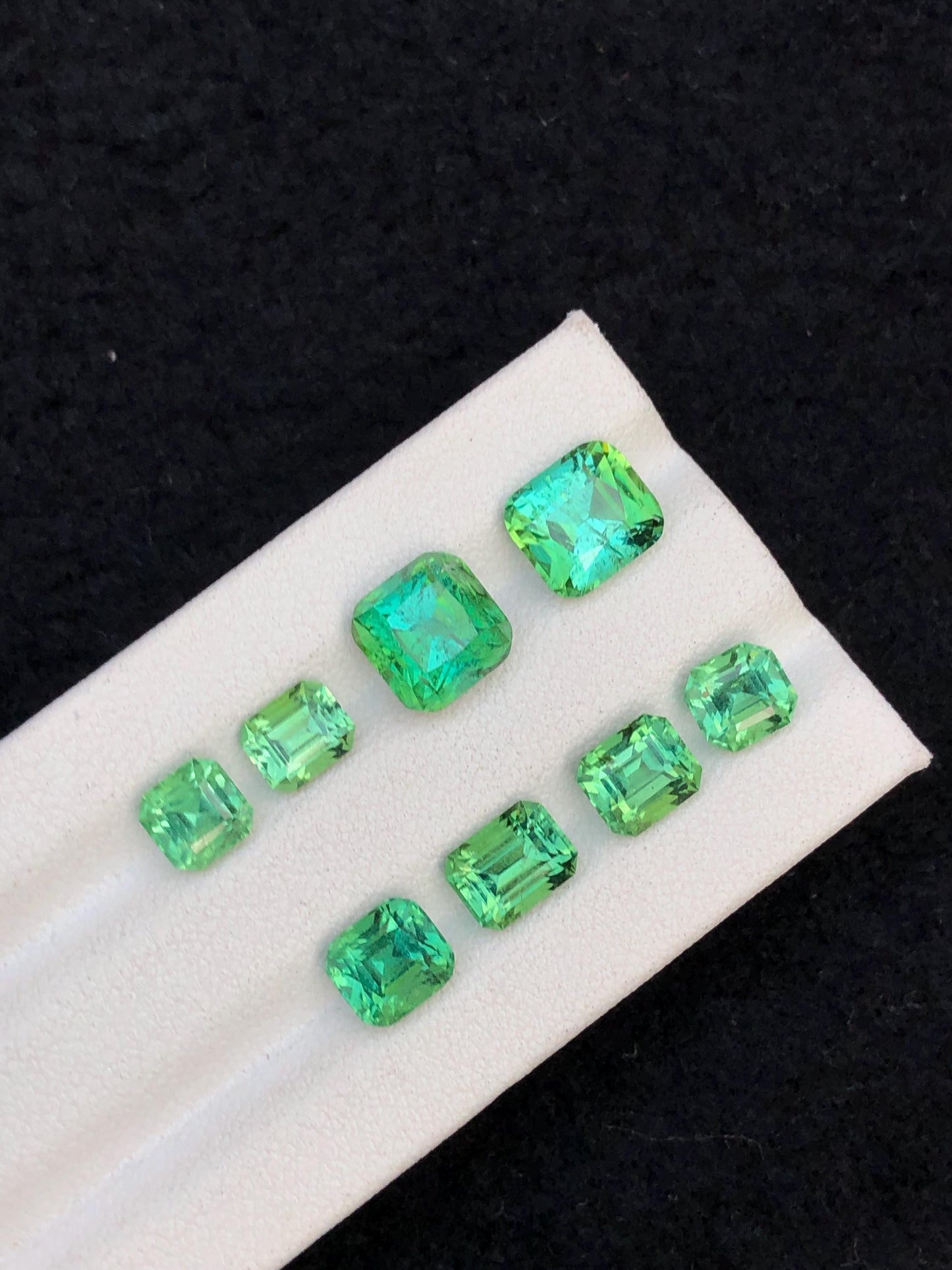 11.55 ct bluish green tourmalines faceted 5*5*5mm to 8*7*5mm