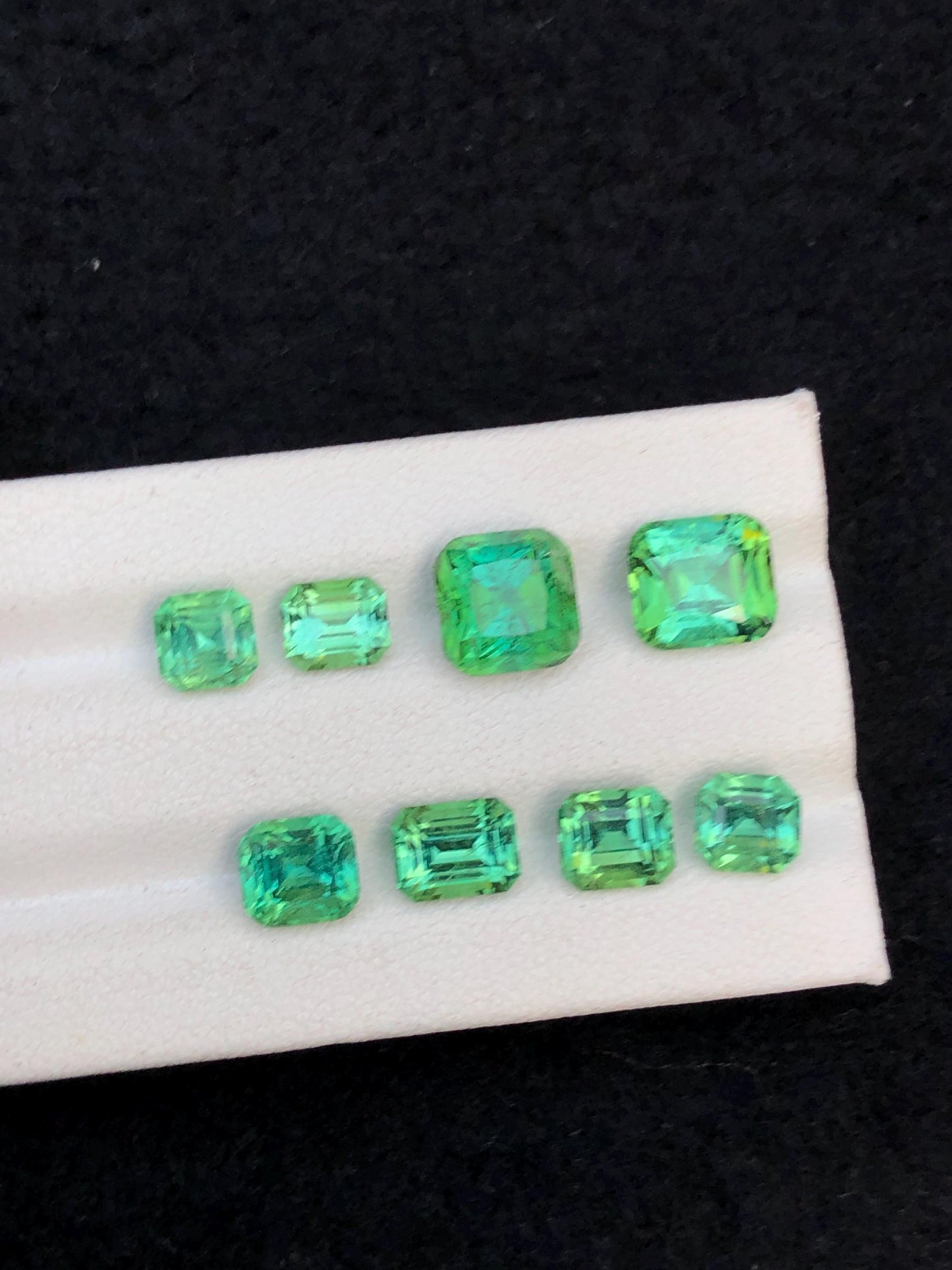 11.55 ct bluish green tourmalines faceted 5*5*5mm to 8*7*5mm