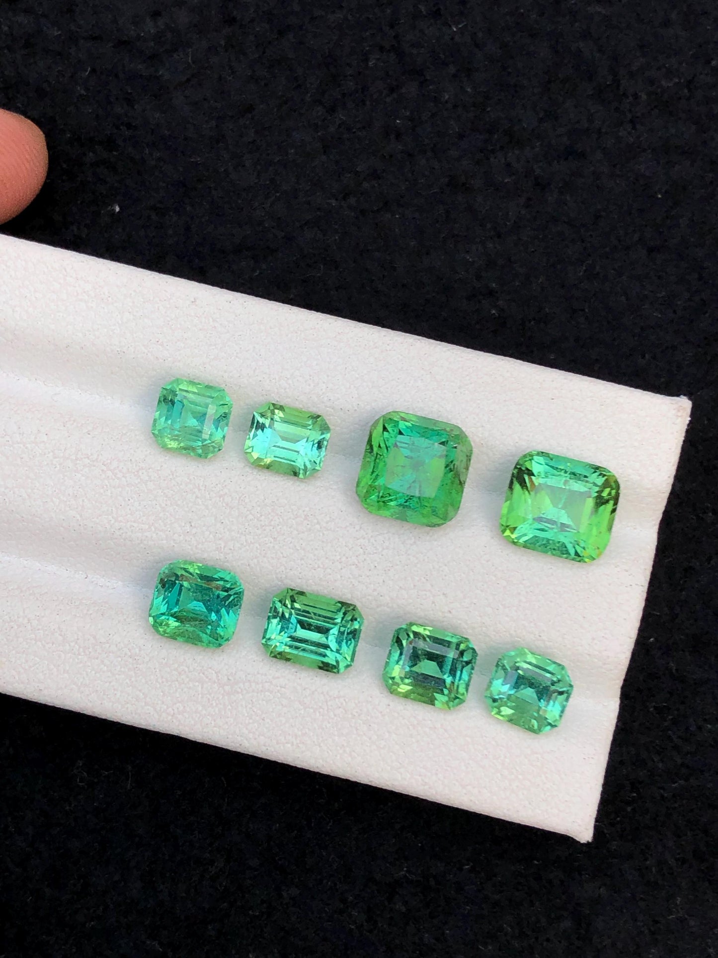 11.55 ct bluish green tourmalines faceted 5*5*5mm to 8*7*5mm