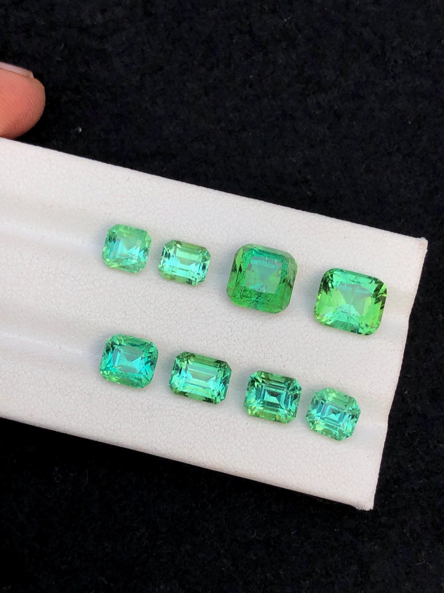 11.55 ct bluish green tourmalines faceted 5*5*5mm to 8*7*5mm