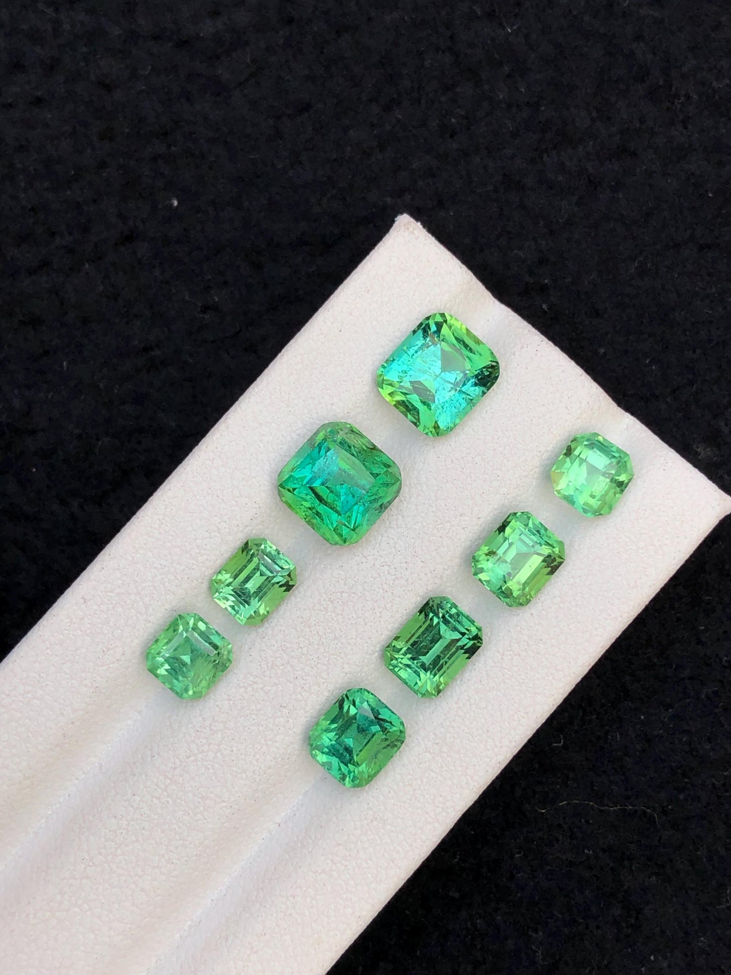 11.55 ct bluish green tourmalines faceted 5*5*5mm to 8*7*5mm