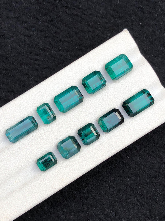 19.55 ct blue tourmaline lot faceted 6mm to 9mm length size