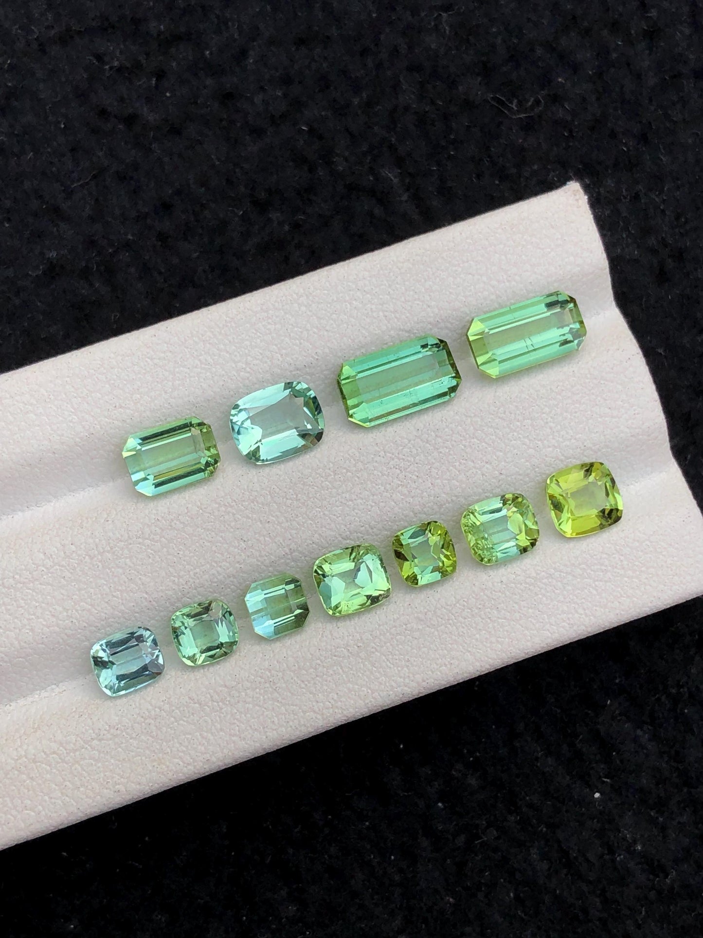 9.45 ct green tourmalines faceted