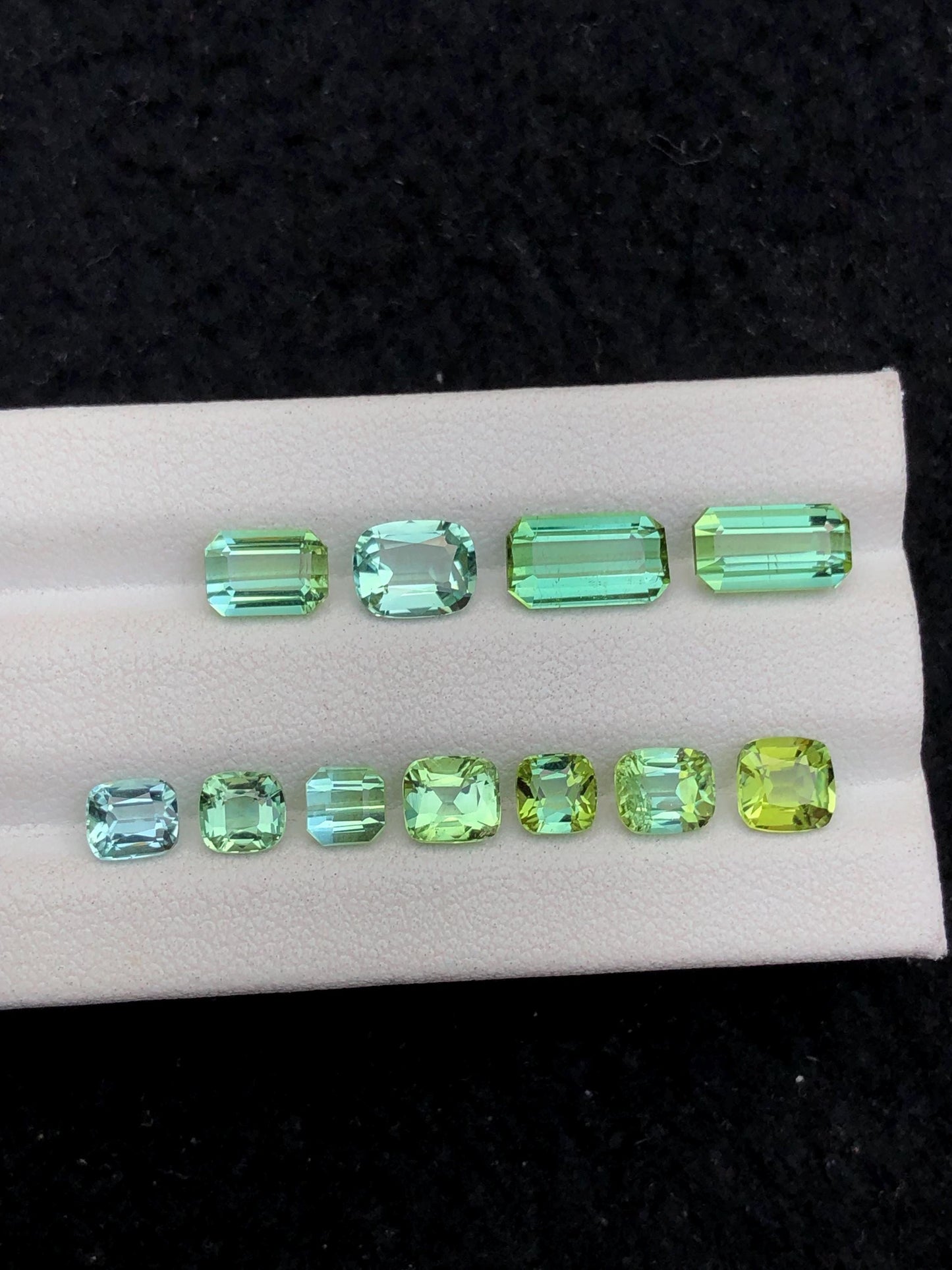 9.45 ct green tourmalines faceted