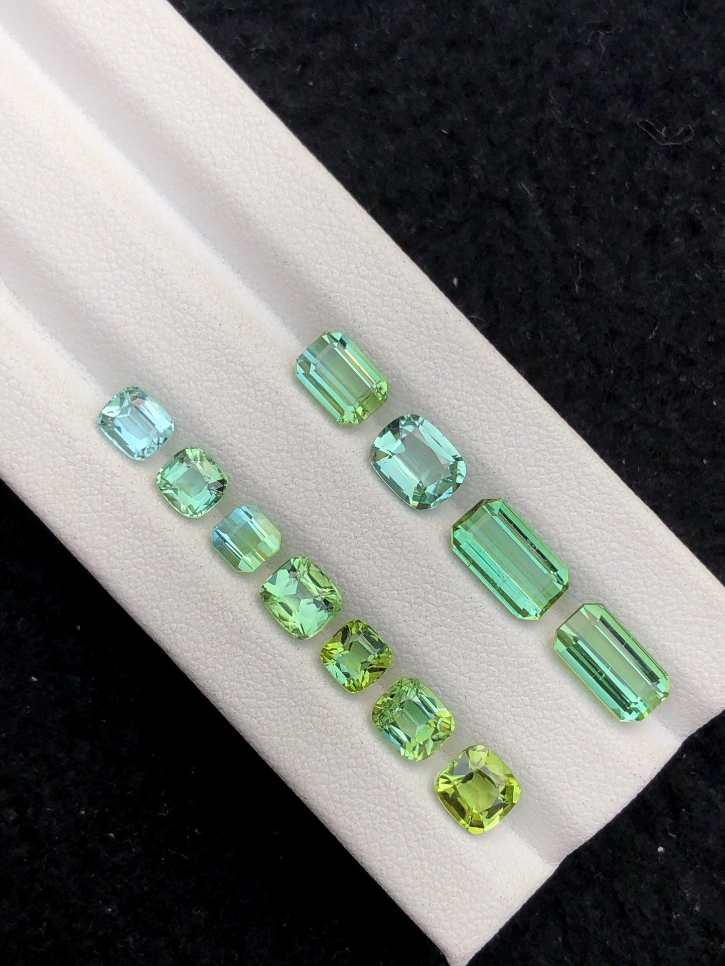 9.45 ct green tourmalines faceted