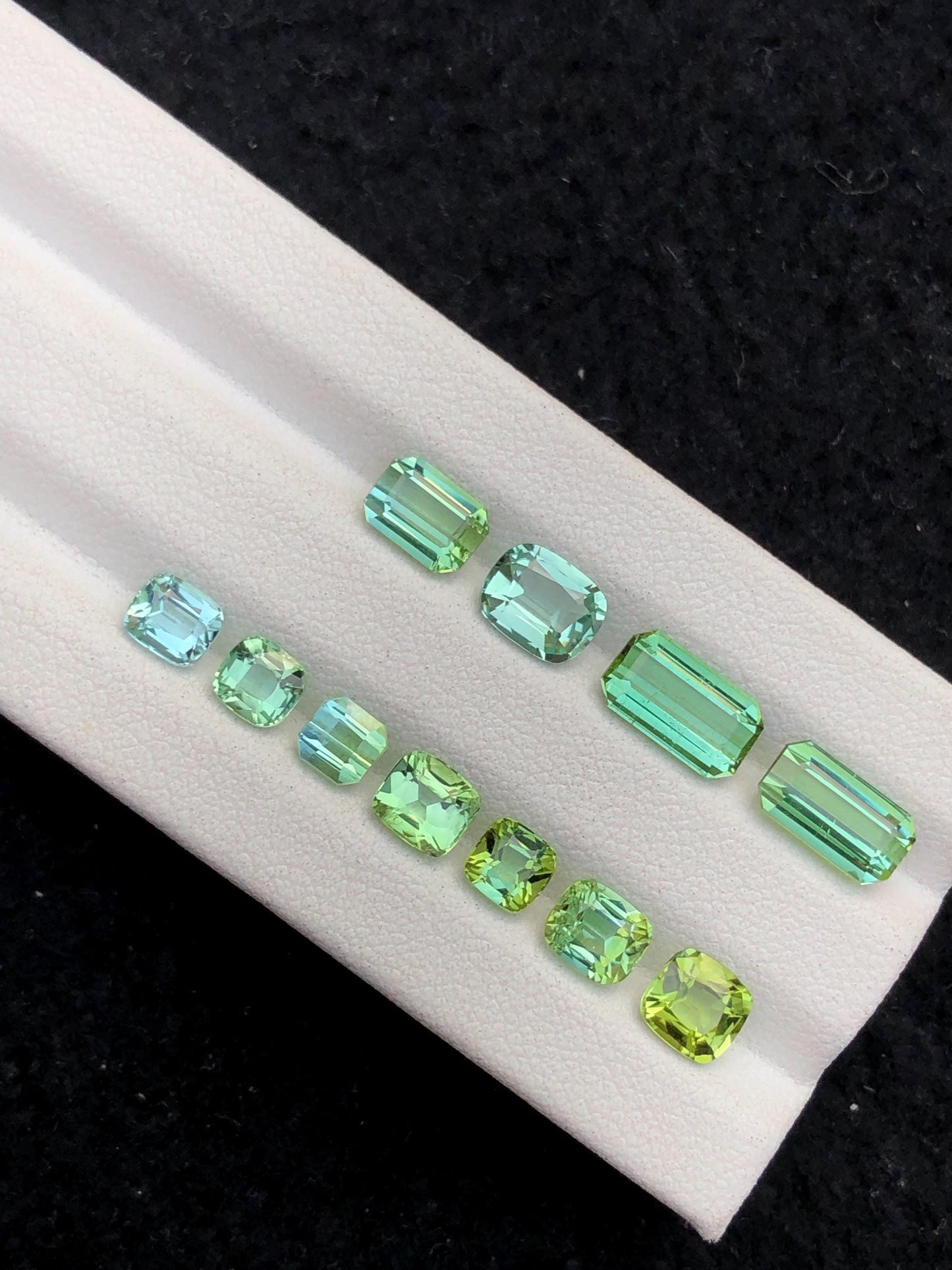 9.45 ct green tourmalines faceted