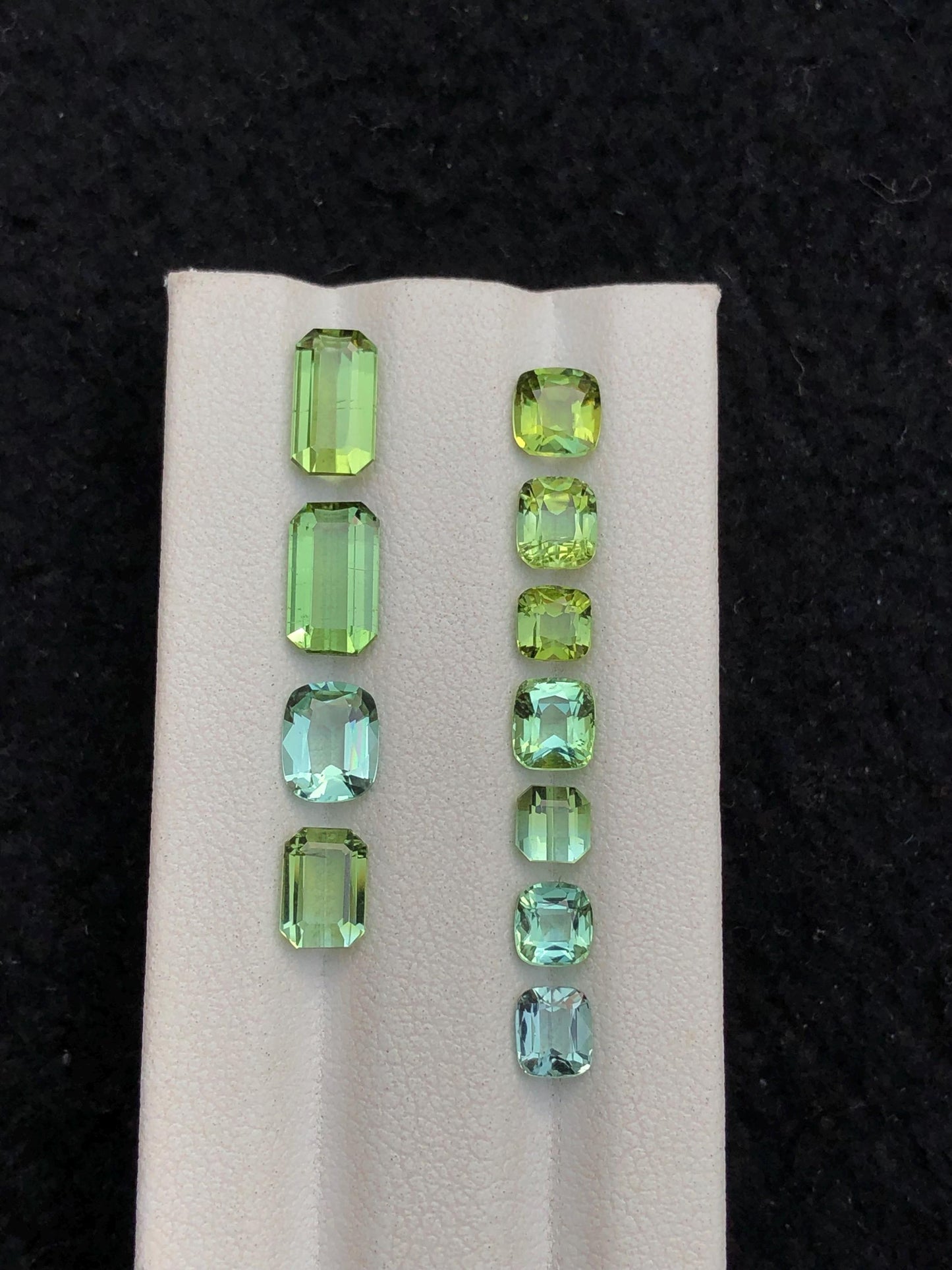 9.45 ct green tourmalines faceted