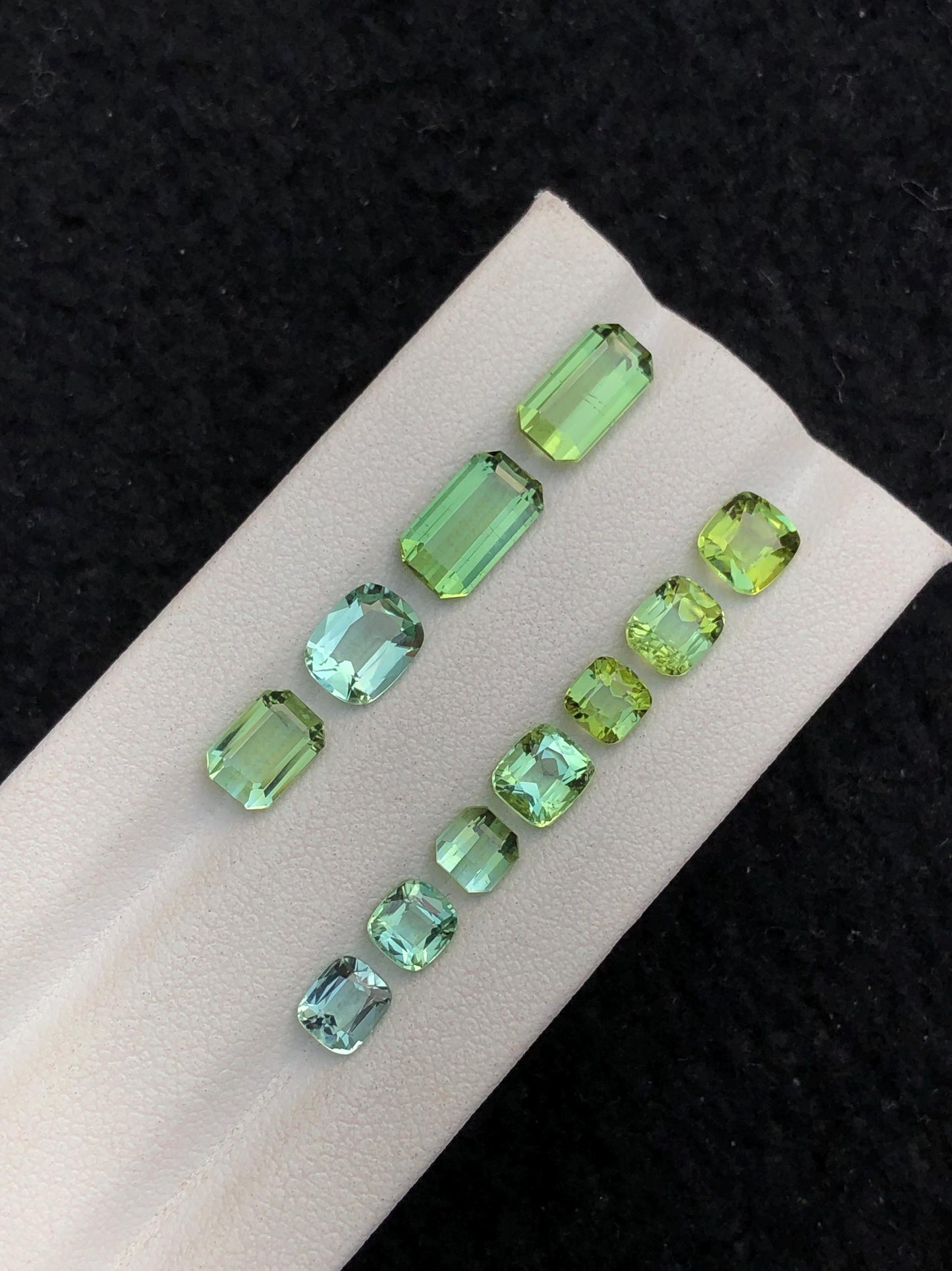 9.45 ct green tourmalines faceted