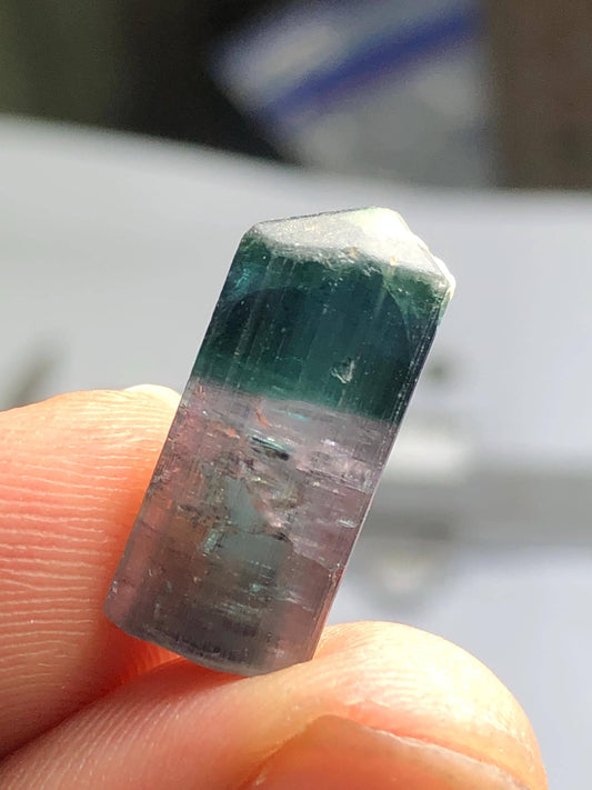 10 ct unique bi colour tourmaline crystal origin Afghanistan