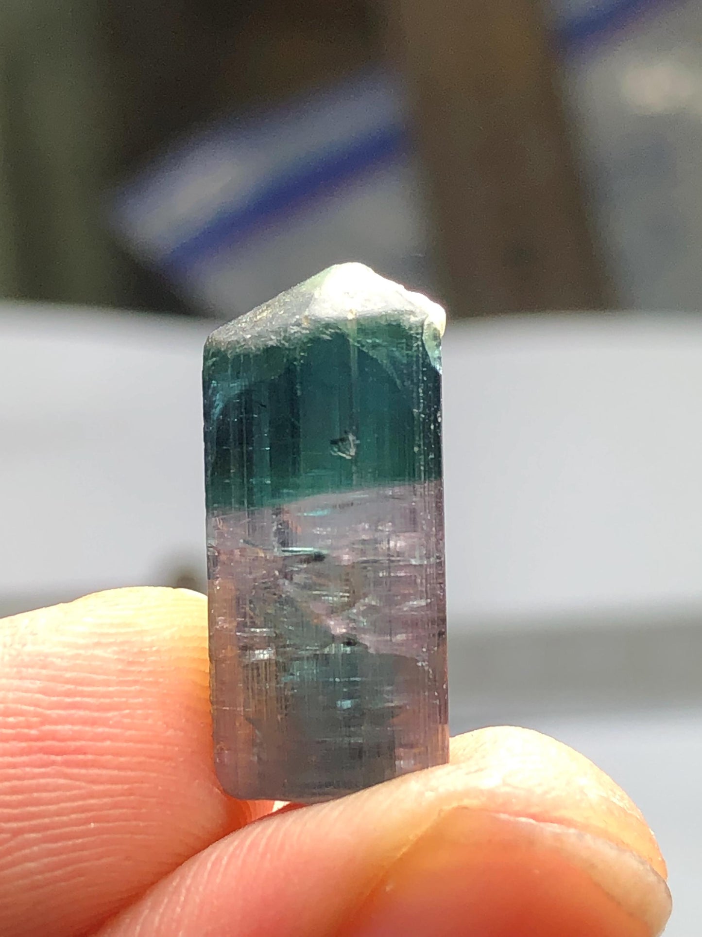 10 ct unique bi colour tourmaline crystal origin Afghanistan