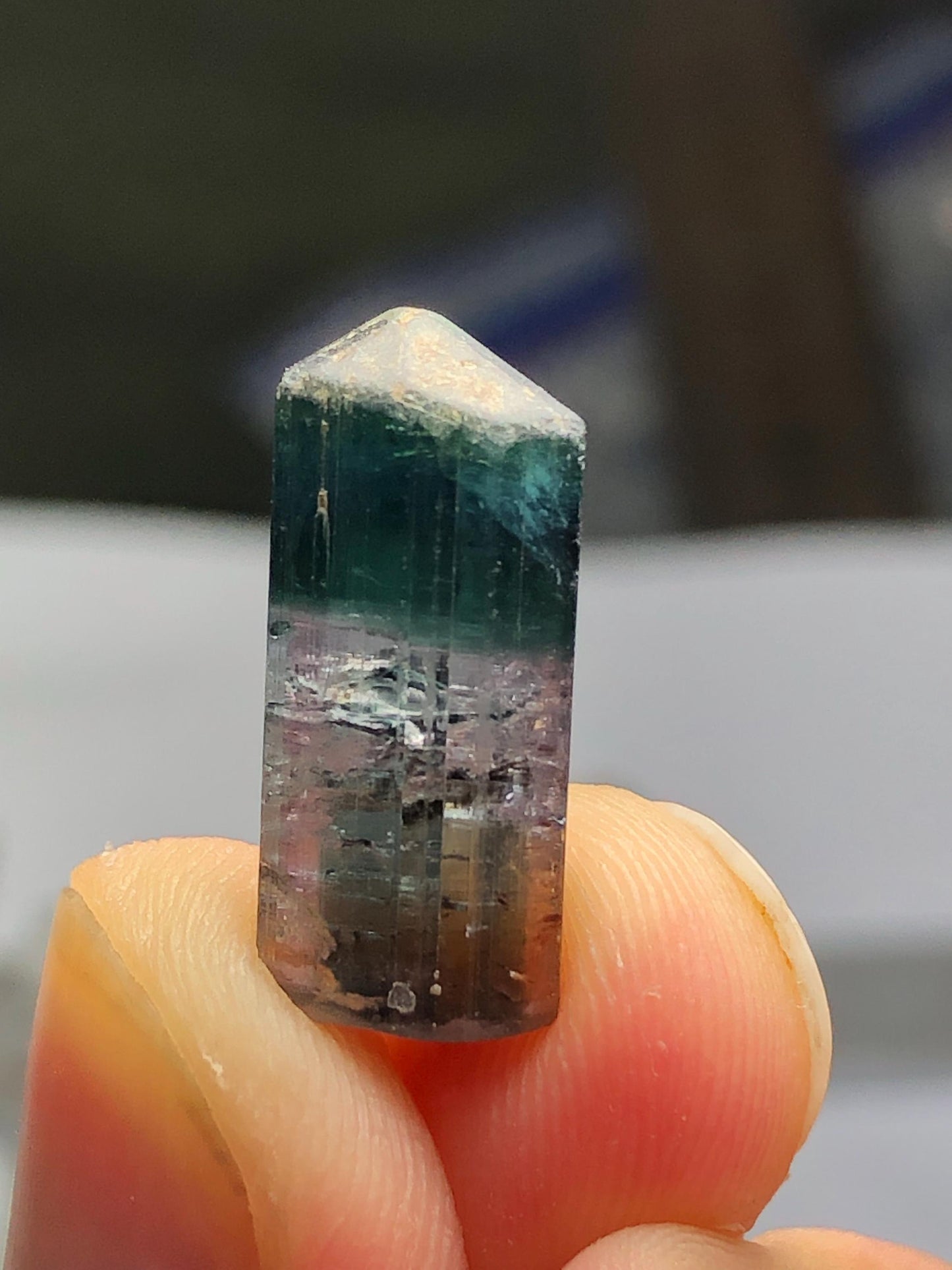 10 ct unique bi colour tourmaline crystal origin Afghanistan