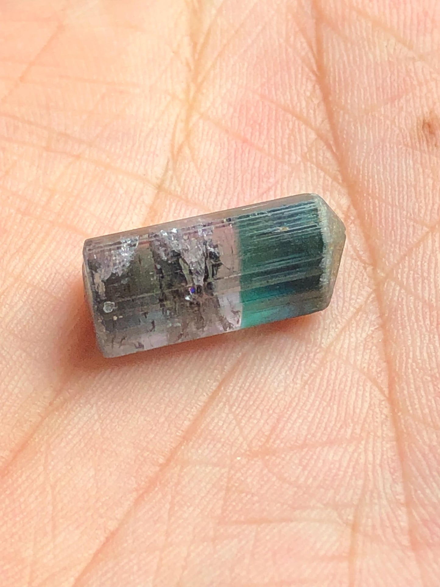 10 ct unique bi colour tourmaline crystal origin Afghanistan