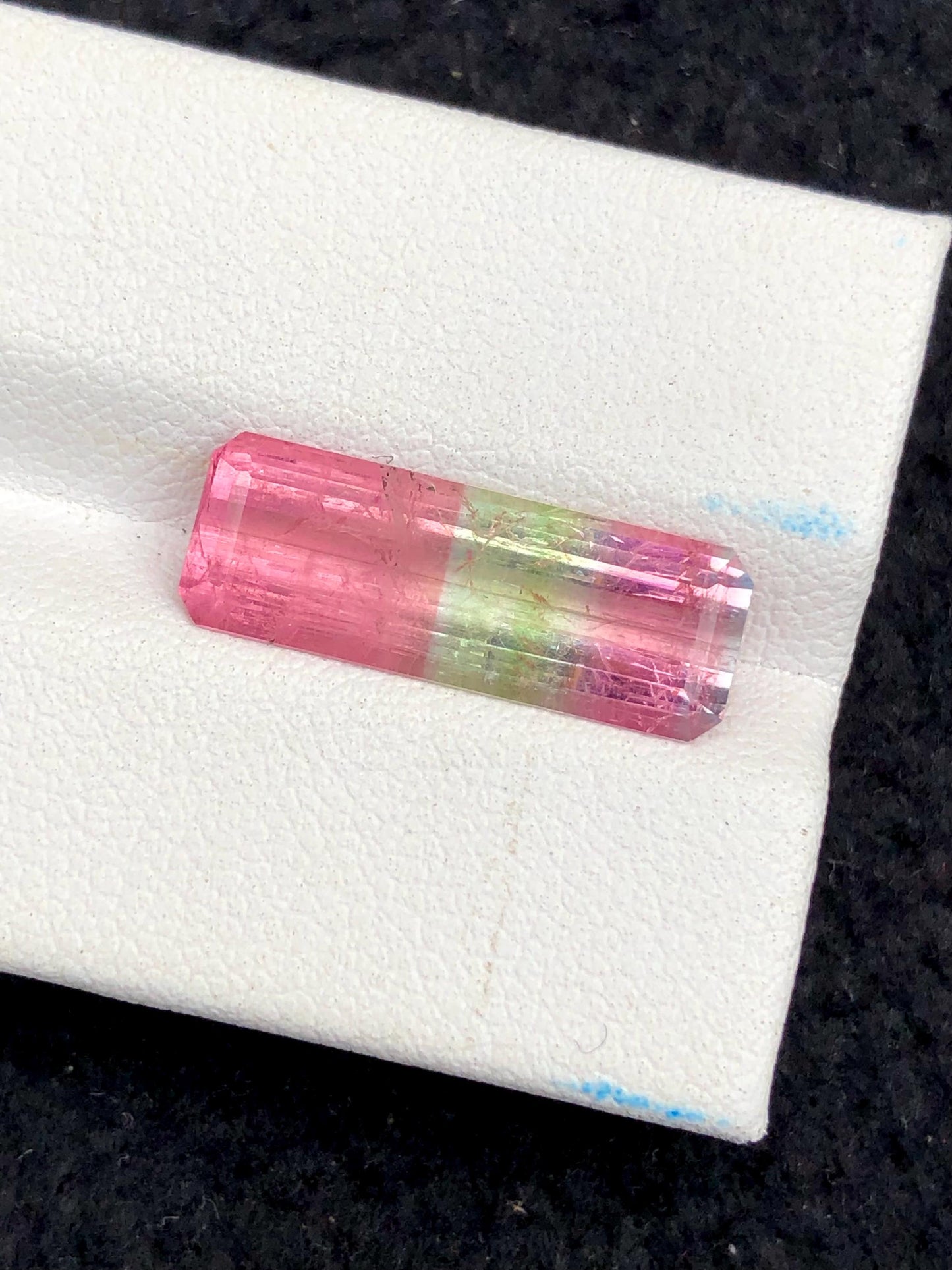 5.70 ct unique faceted rare tri colour tourmaline