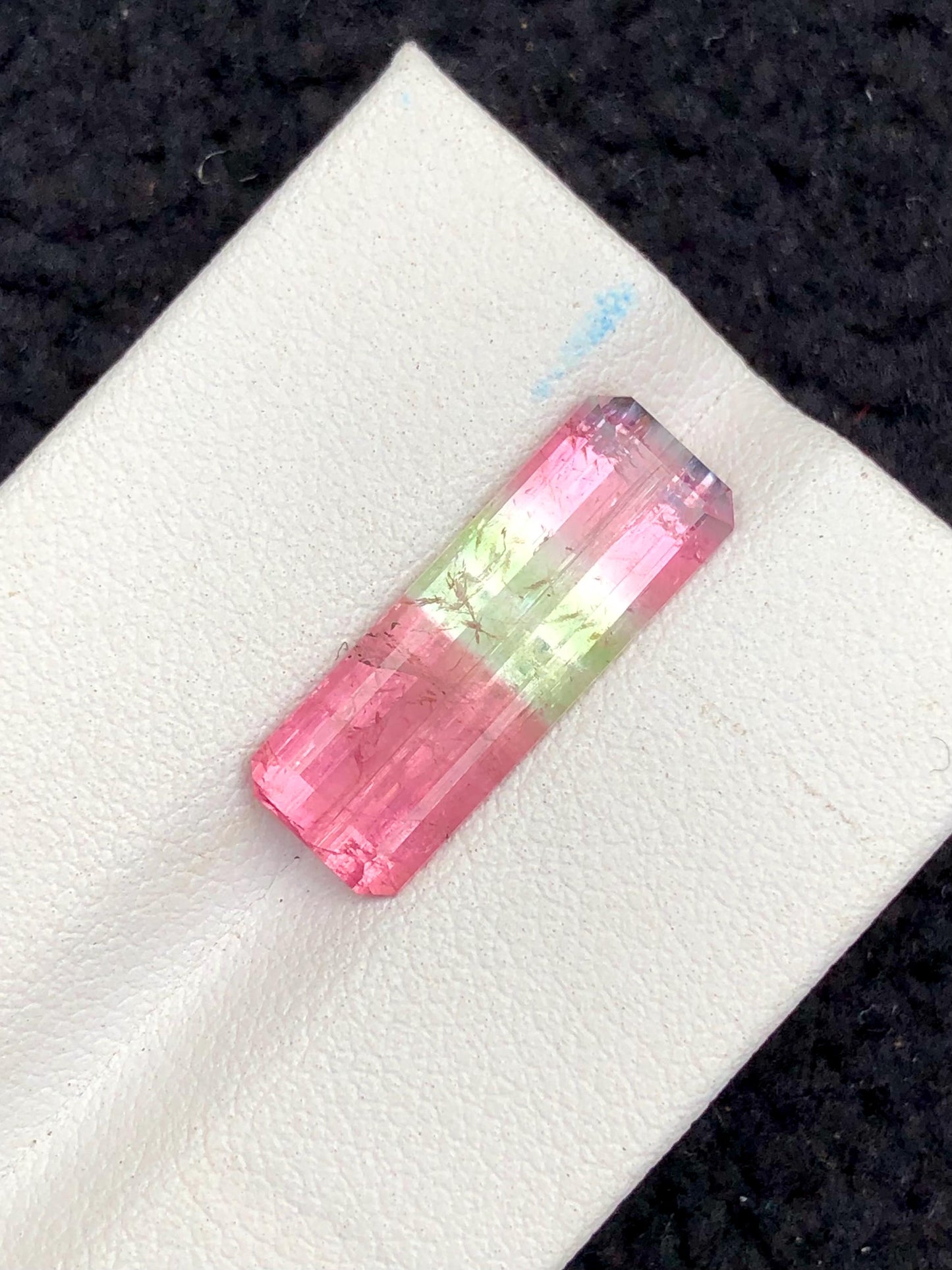 5.70 ct unique faceted rare tri colour tourmaline