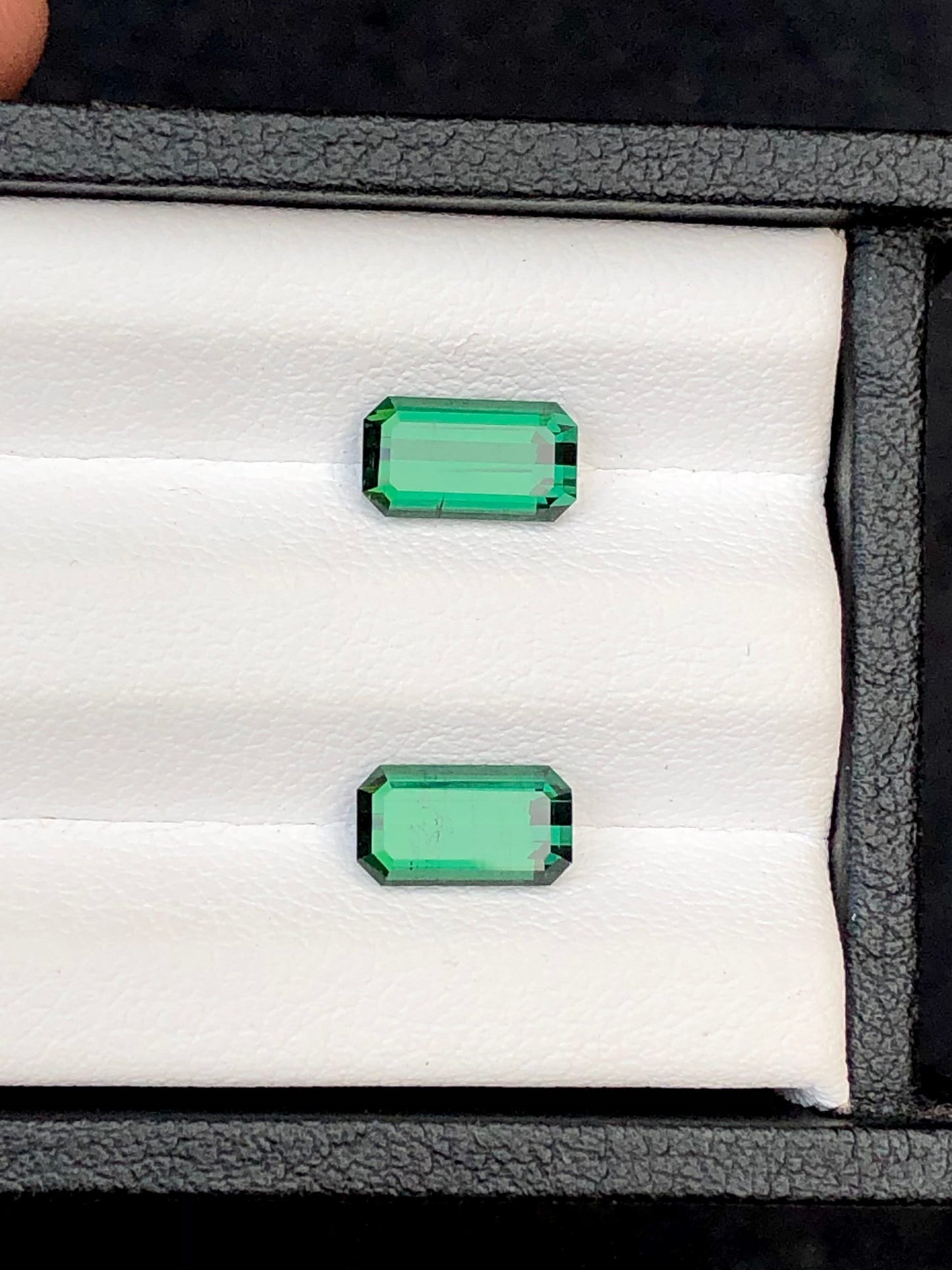 Emerald green tourmaline pair 2.40 carats natural