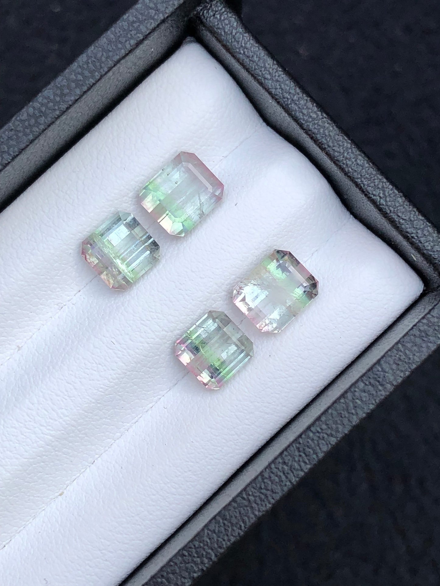 Bi colour tourmaline pairs 6.85 carats