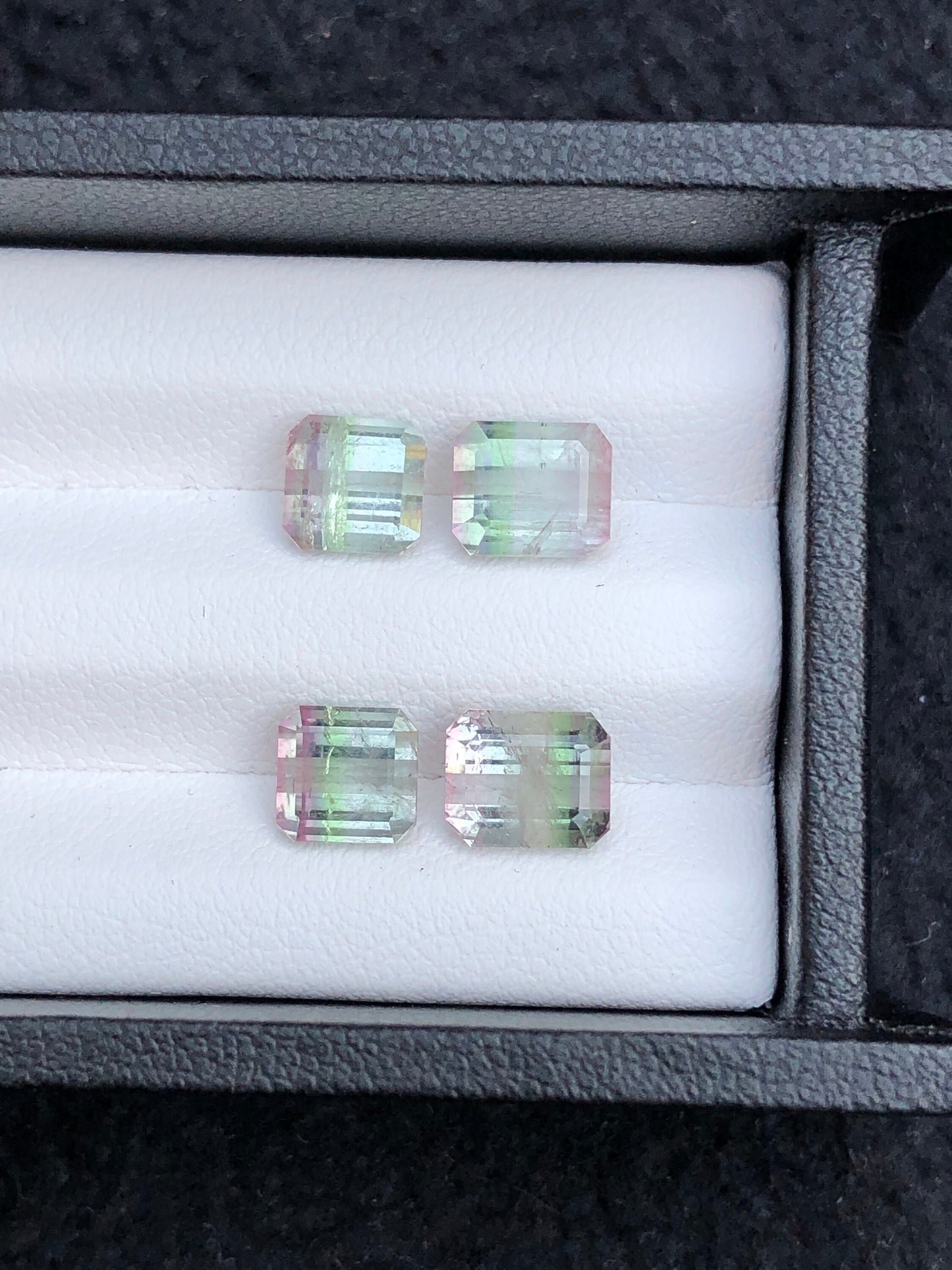 Bi colour tourmaline pairs 6.85 carats