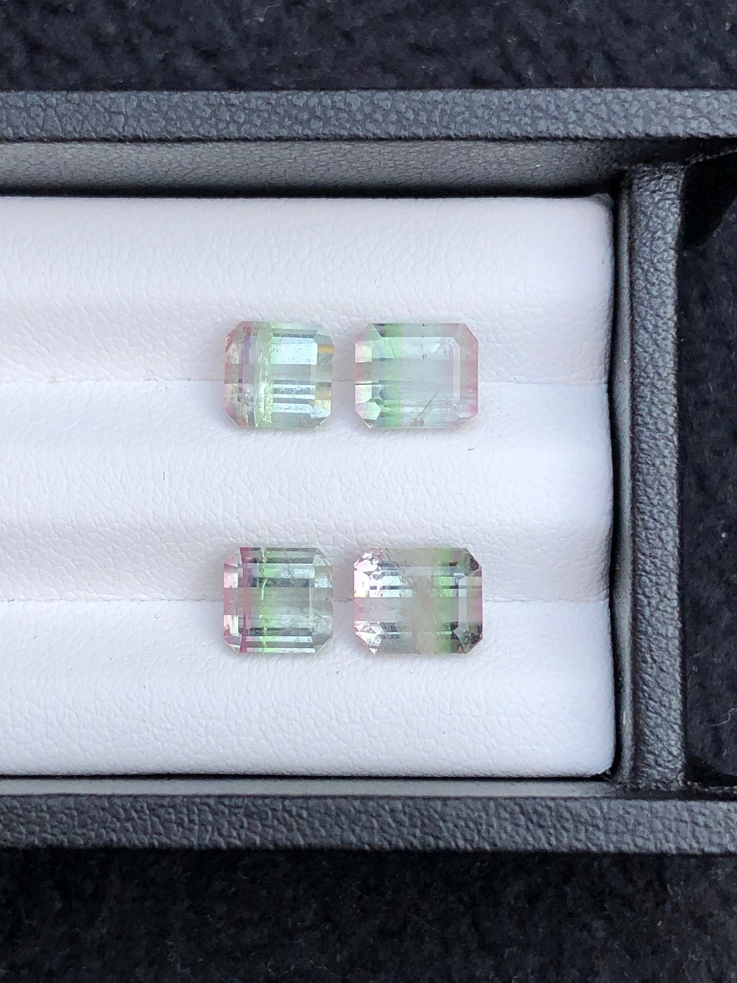 Bi colour tourmaline pairs 6.85 carats