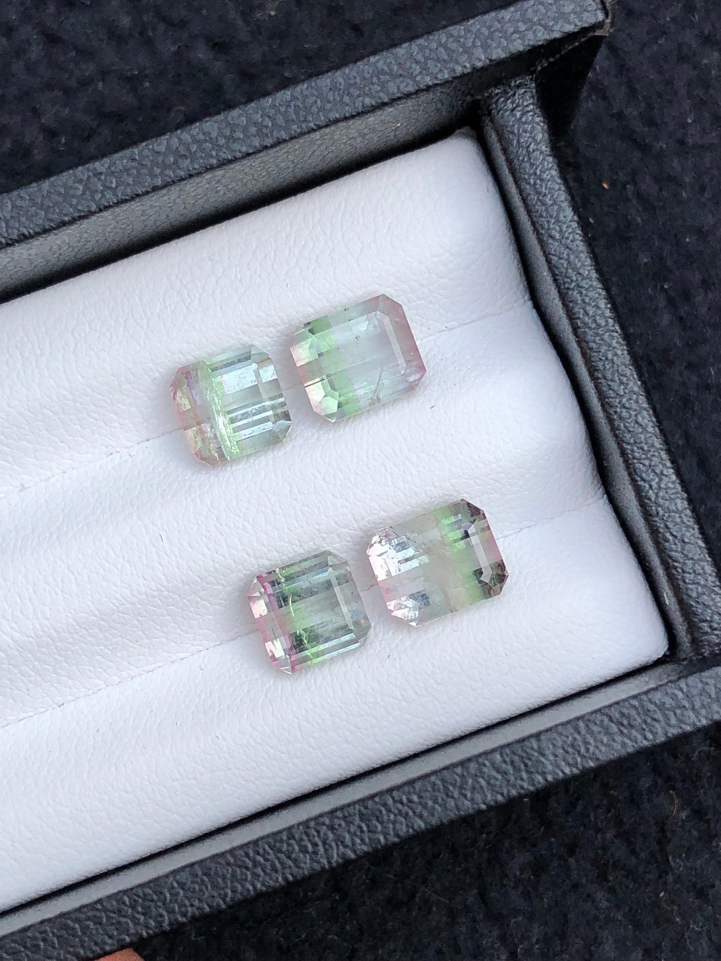 Bi colour tourmaline pairs 6.85 carats