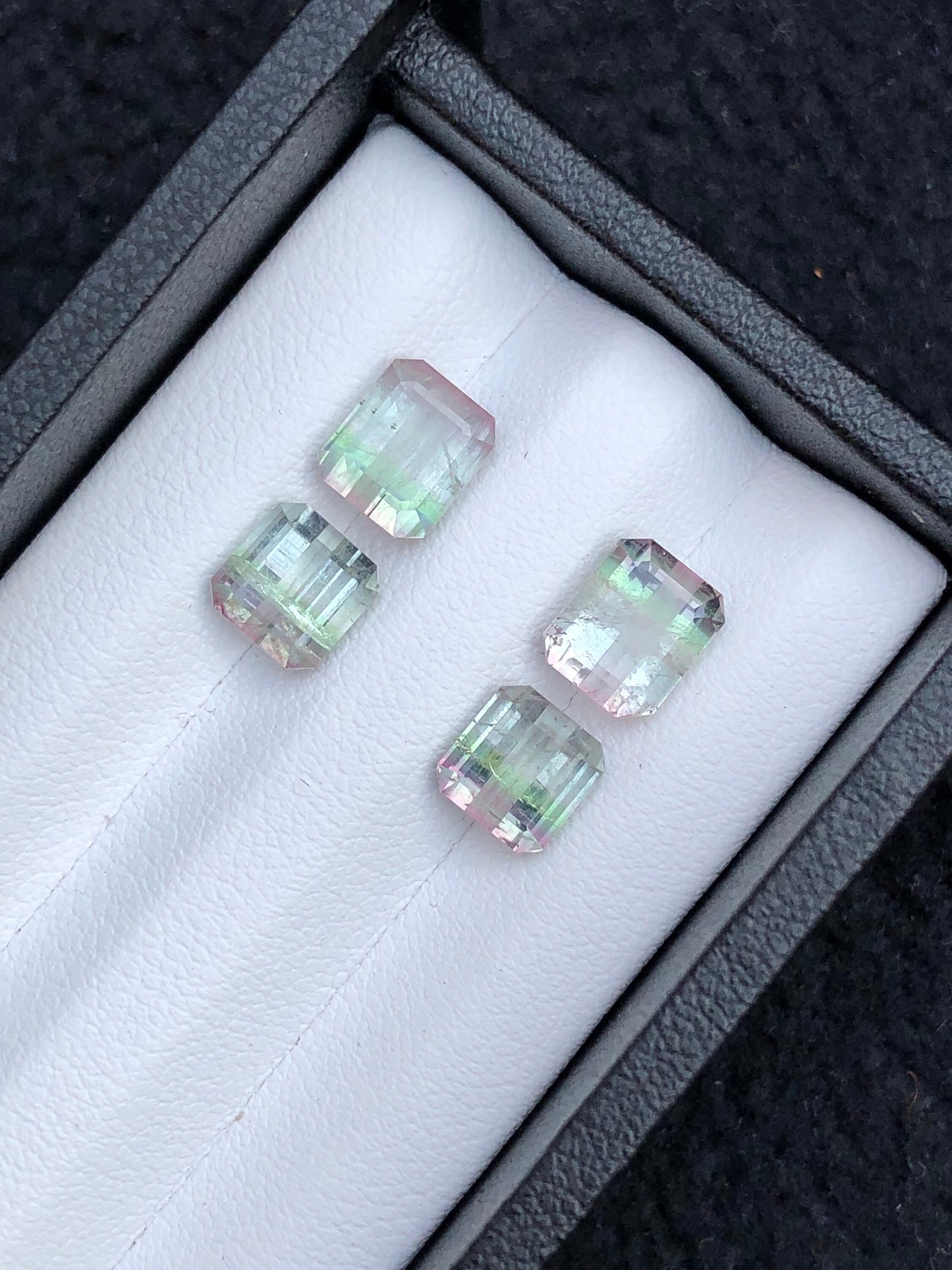 Bi colour tourmaline pairs 6.85 carats