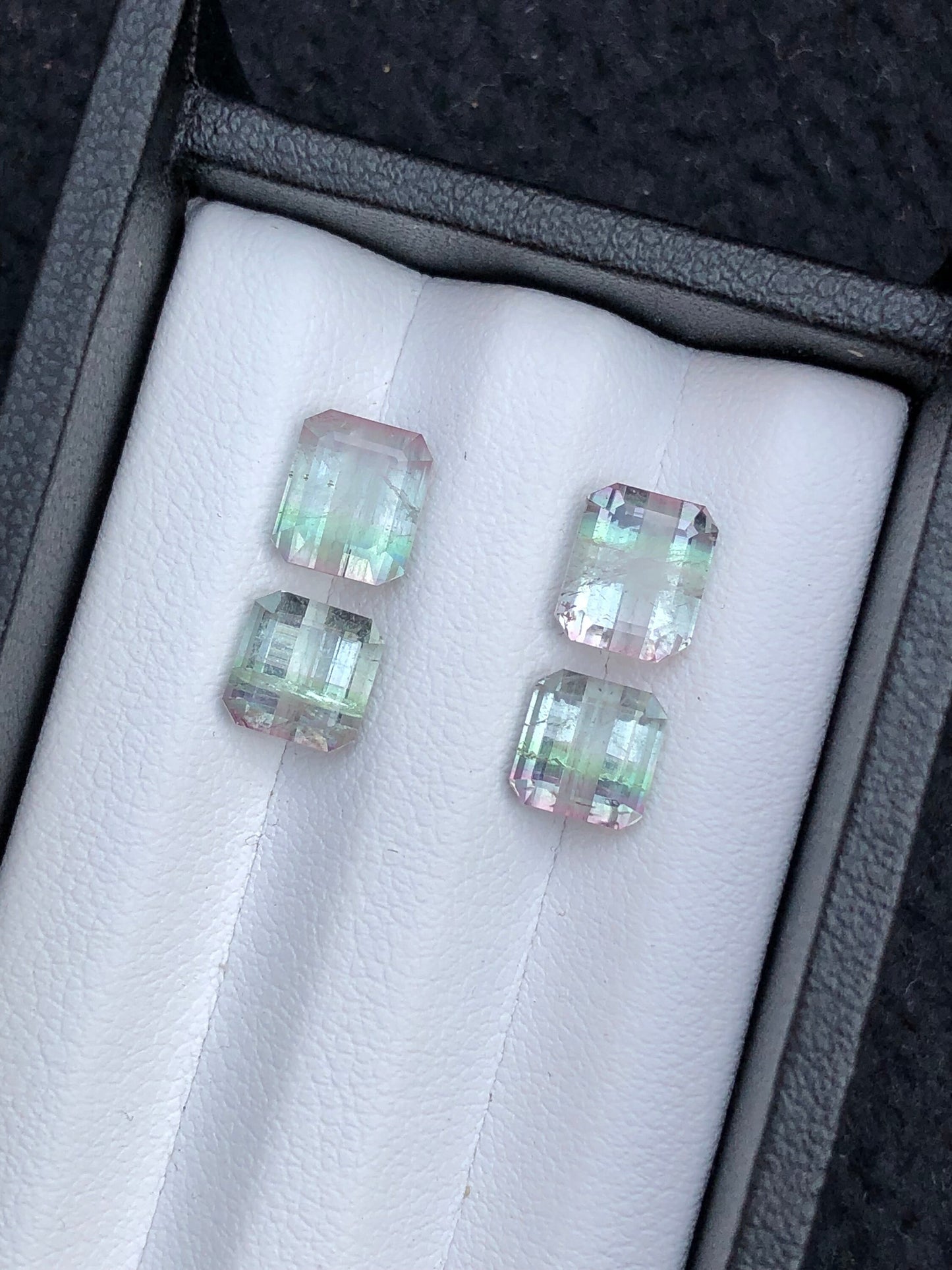 Bi colour tourmaline pairs 6.85 carats