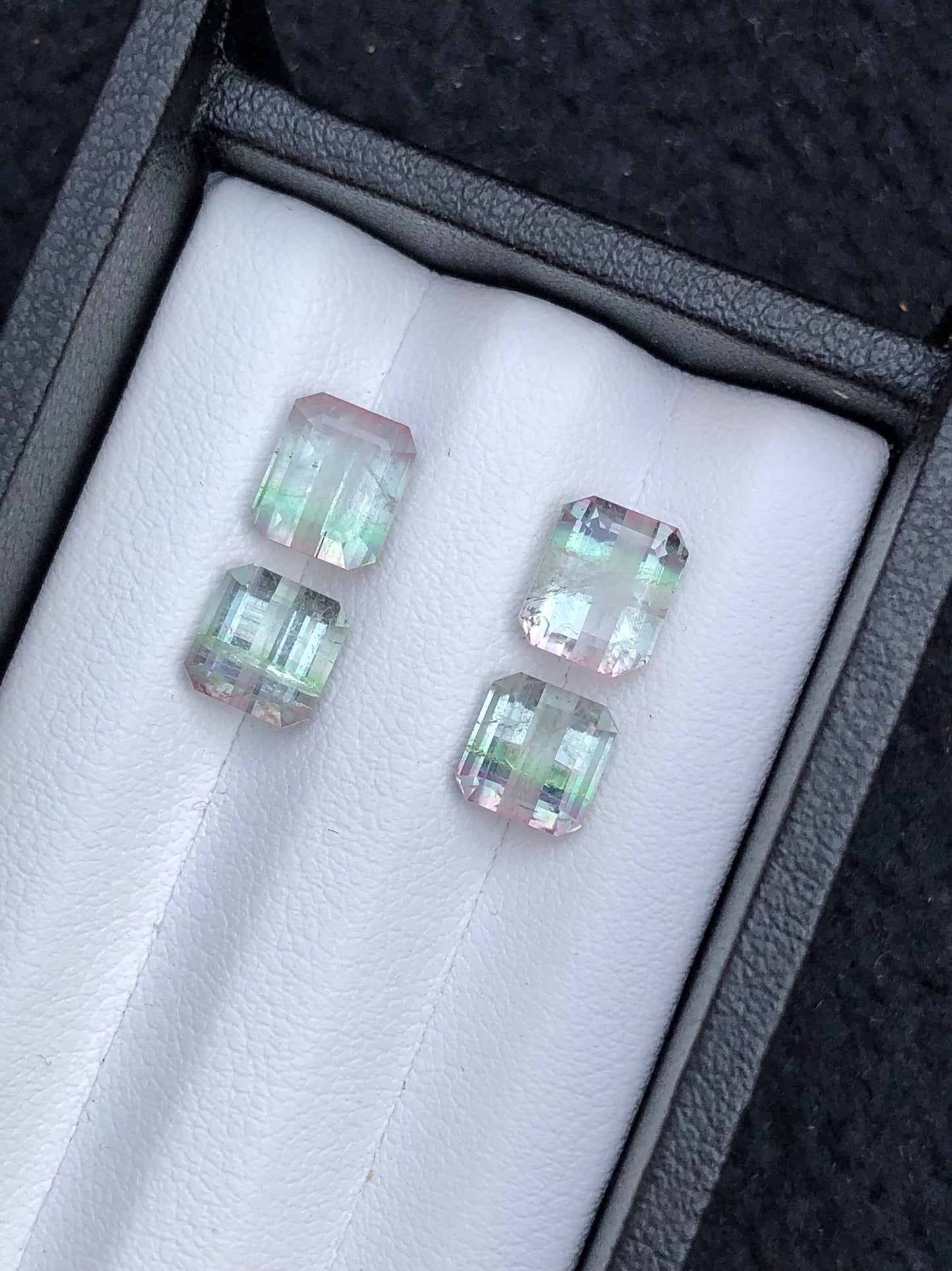 Bi colour tourmaline pairs 6.85 carats